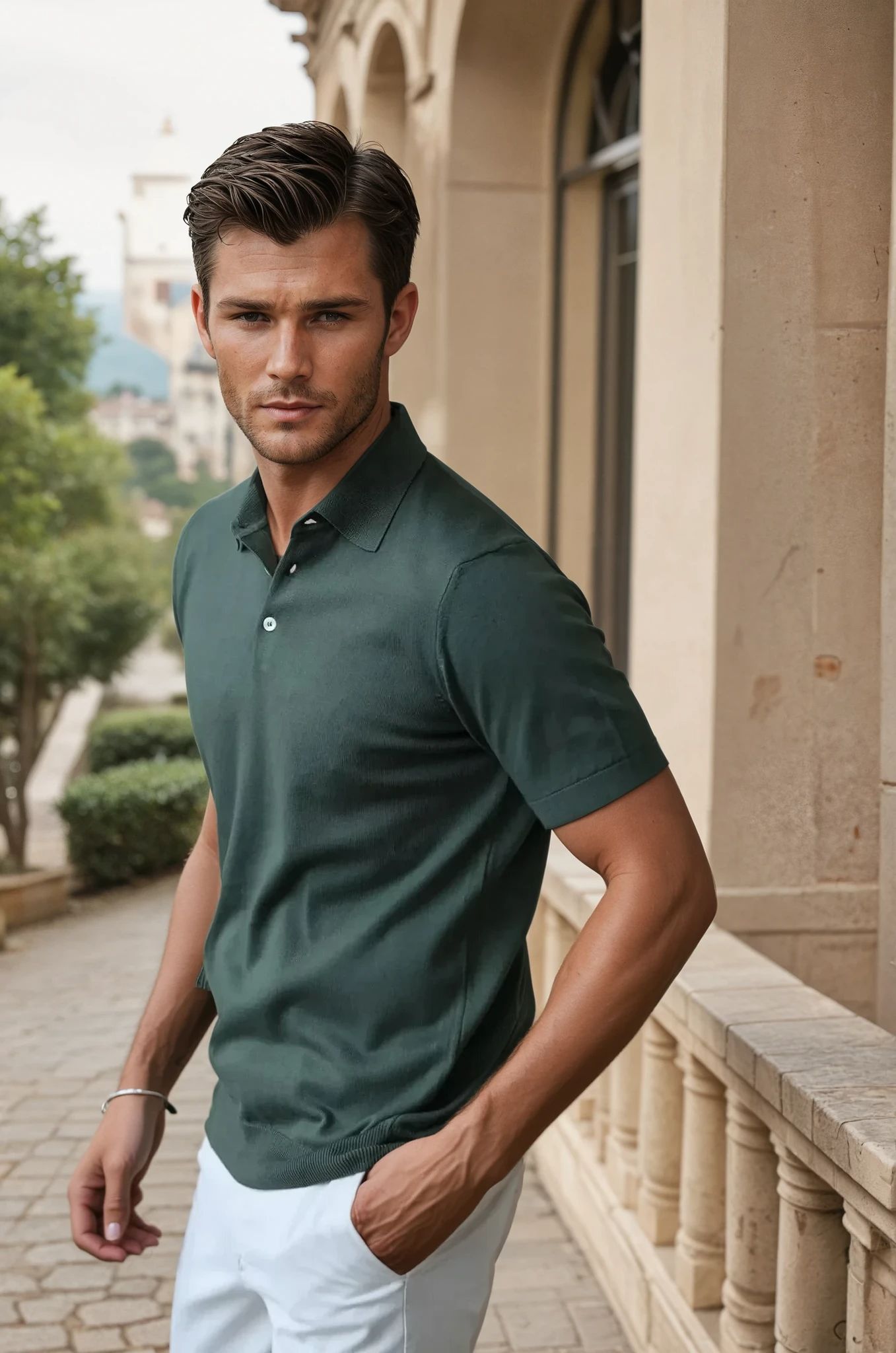 Polo Gabriel en maille de coton - Kaki-POLO HOMME-Curling-Paris