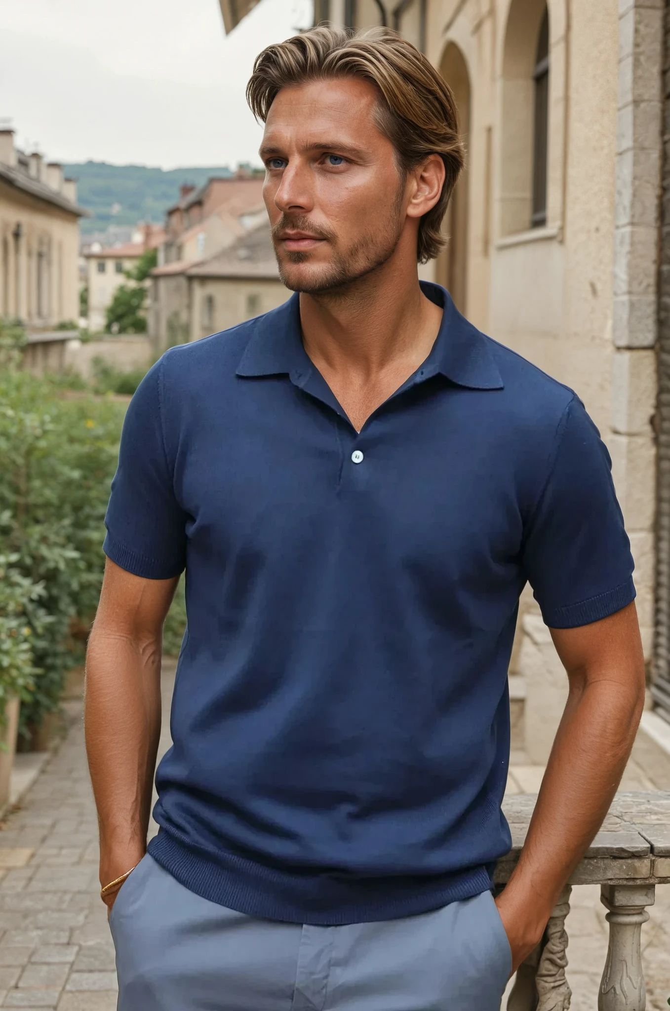 Polo Gabriel en maille de coton - Marine