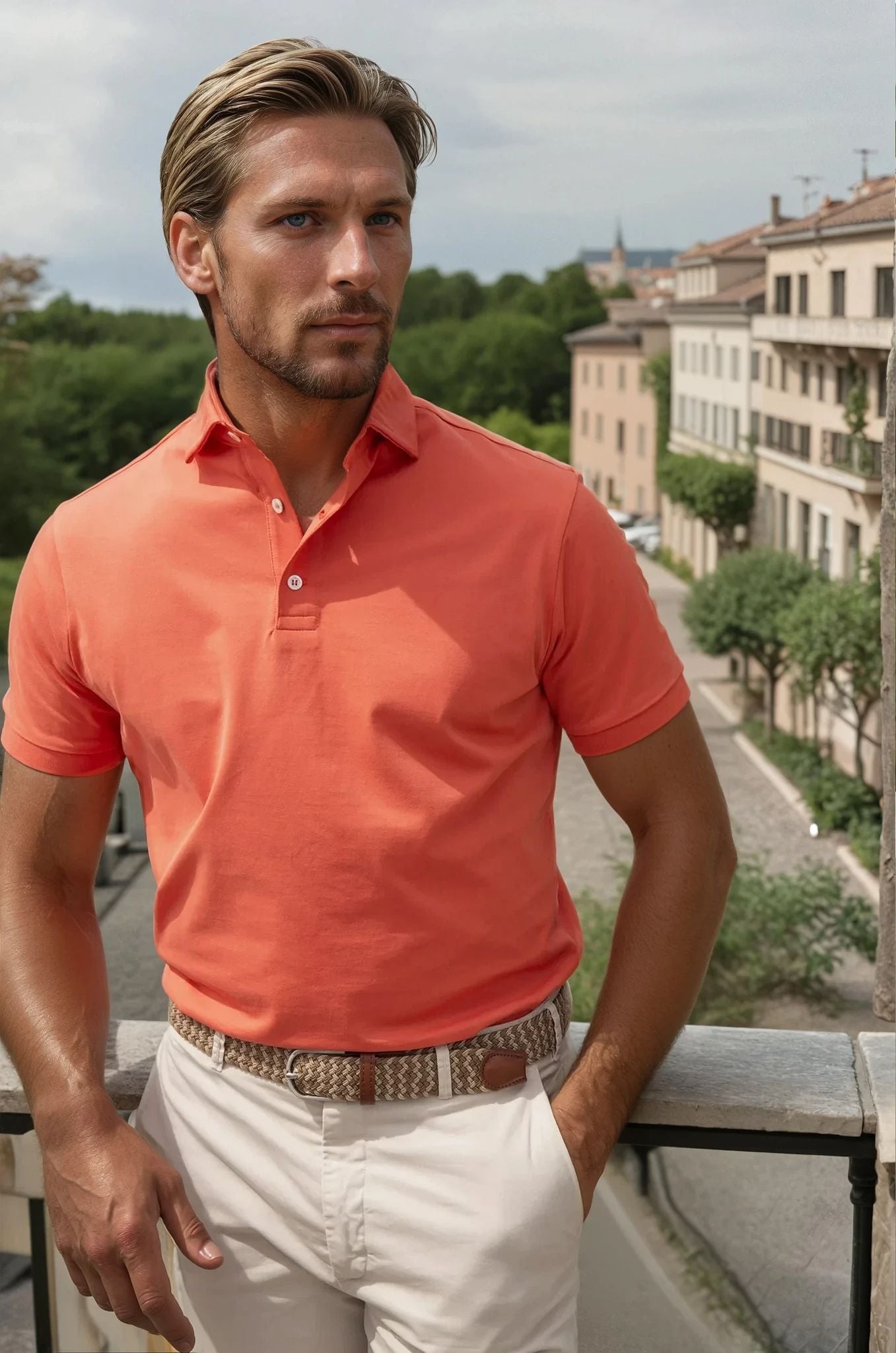 Polo Jack en Jersey de coton - Orange-POLO HOMME-Curling-Paris