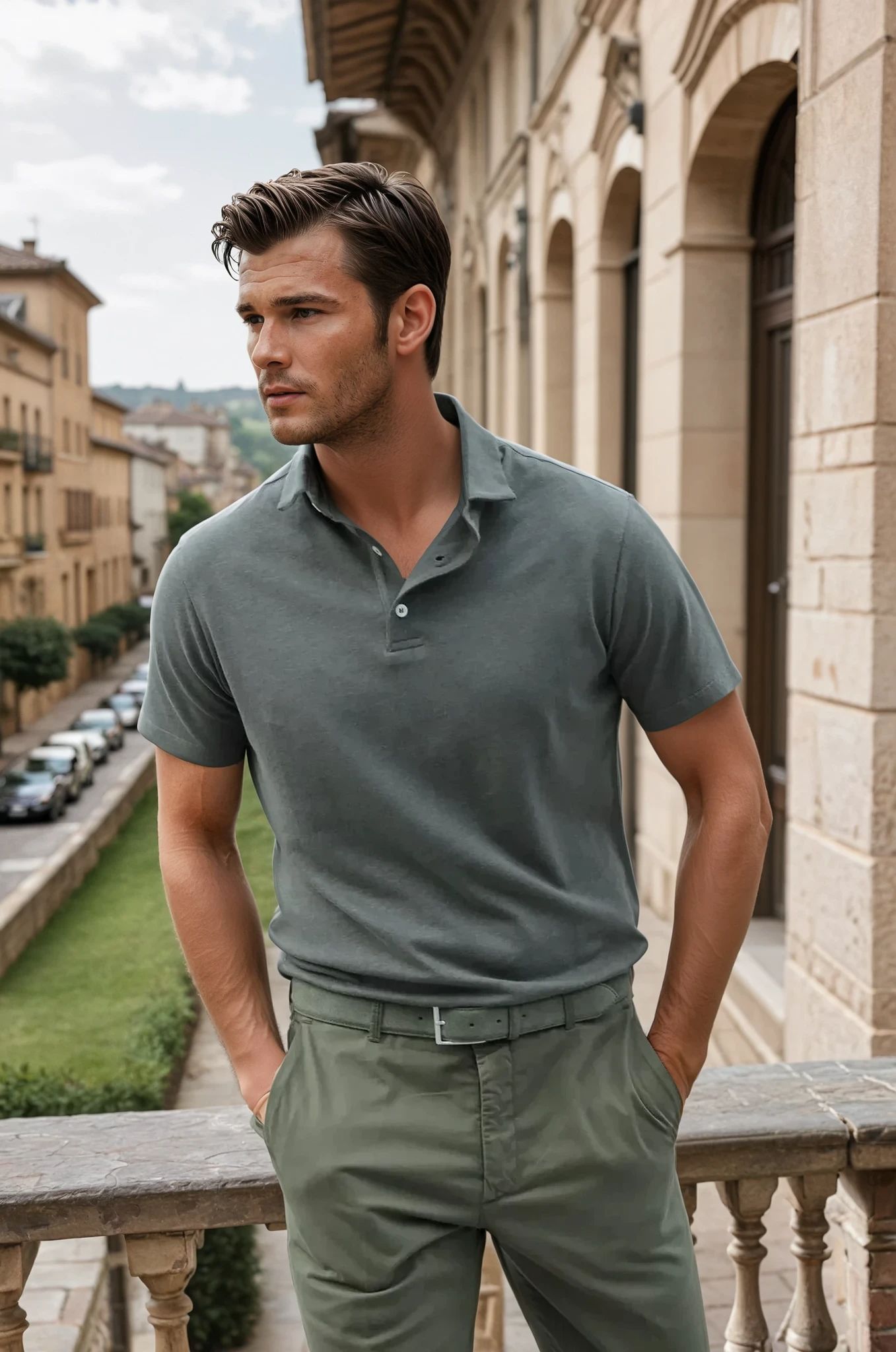 Polo Jack en coton & lin - Kaki-POLO HOMME-Curling-Paris