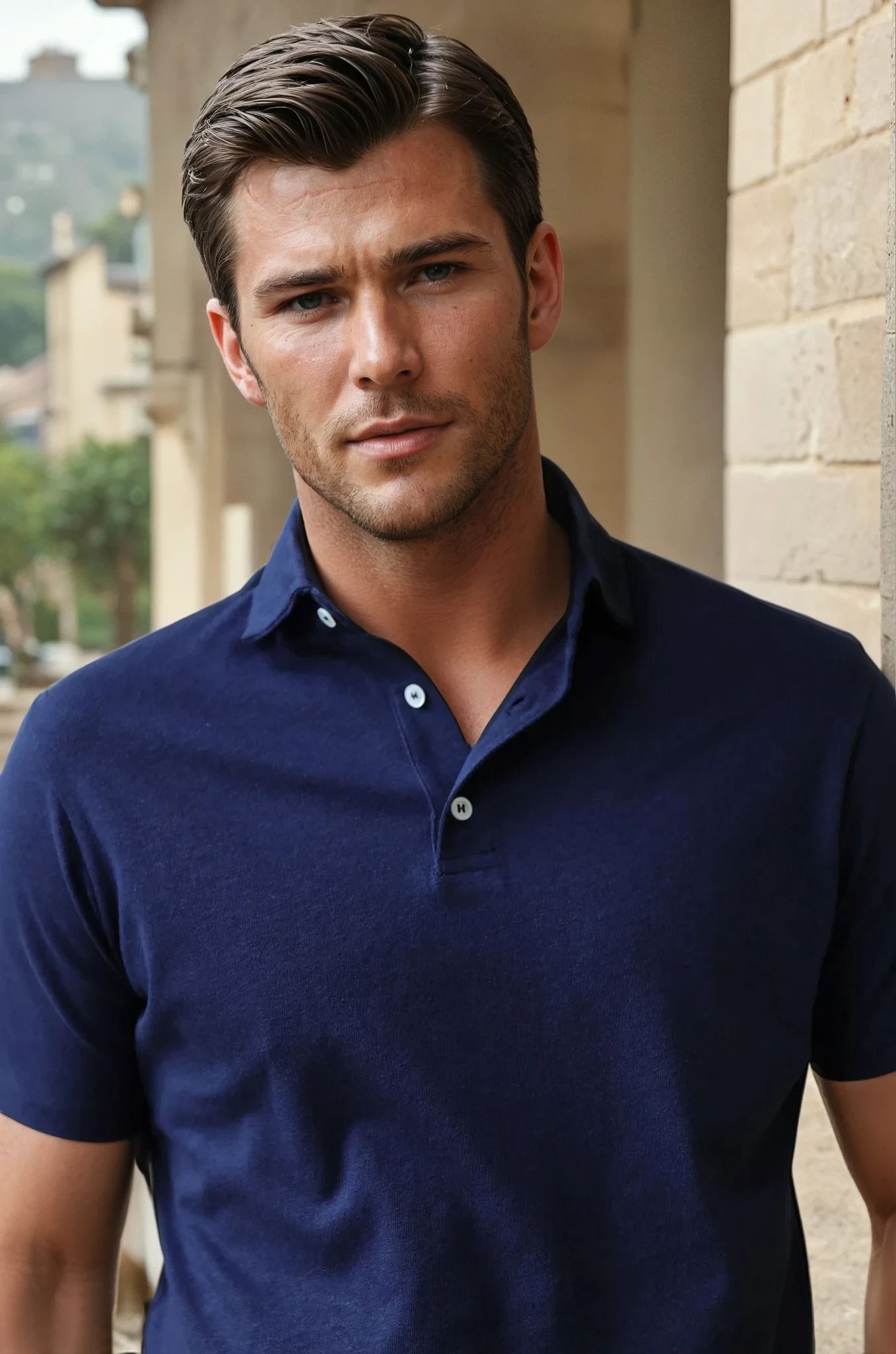 Polo Jack en coton & lin - Marine-POLO HOMME-Curling-Paris