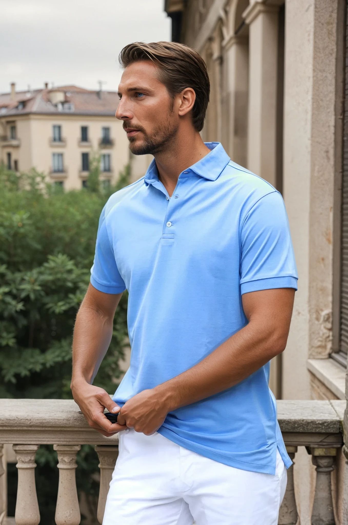 Polo Jack en jersey de coton - Azur-POLO HOMME-Curling-Paris