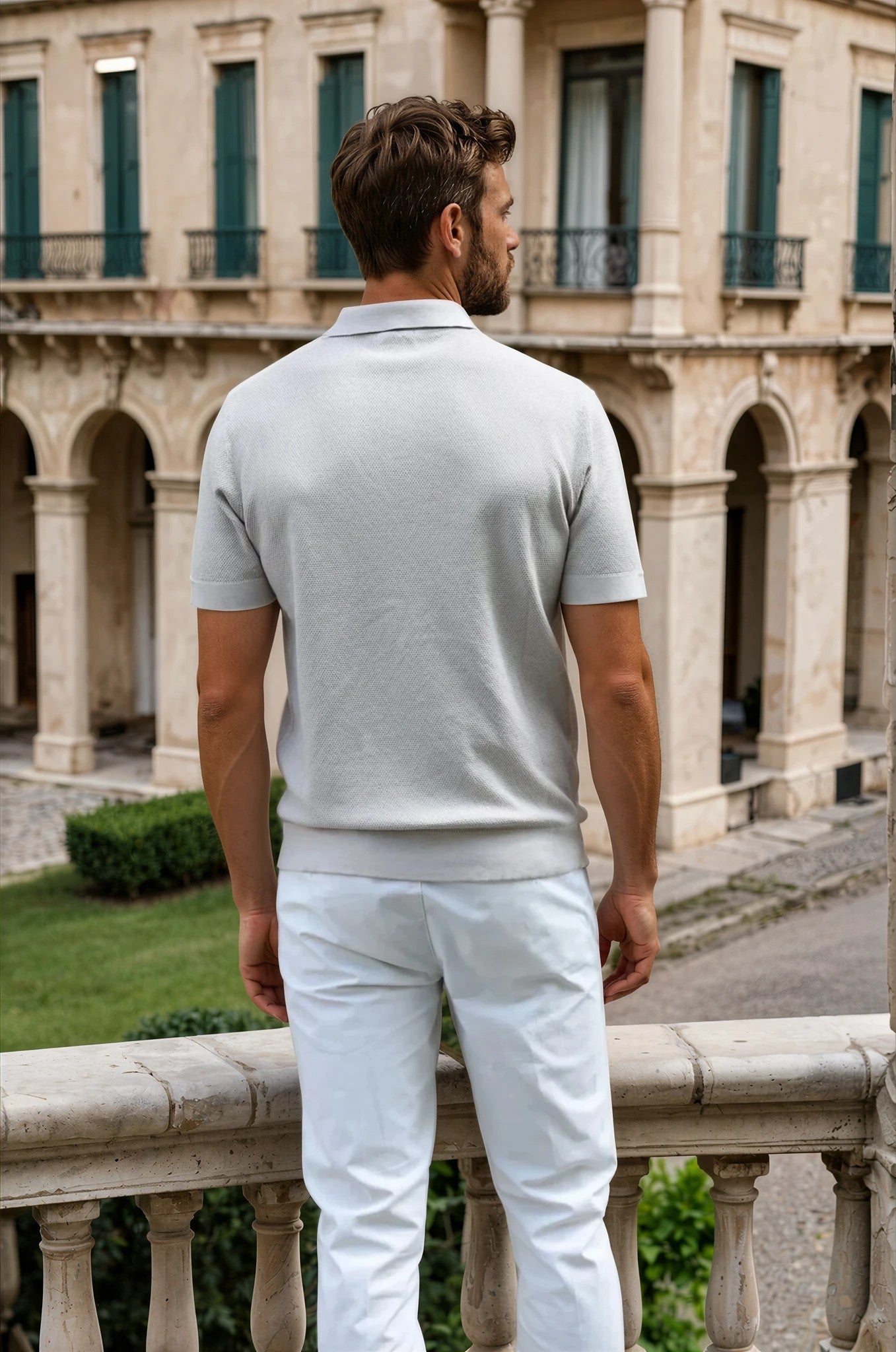 Polo Orso en piqué de coton - Beige-POLO HOMME-Curling-Paris