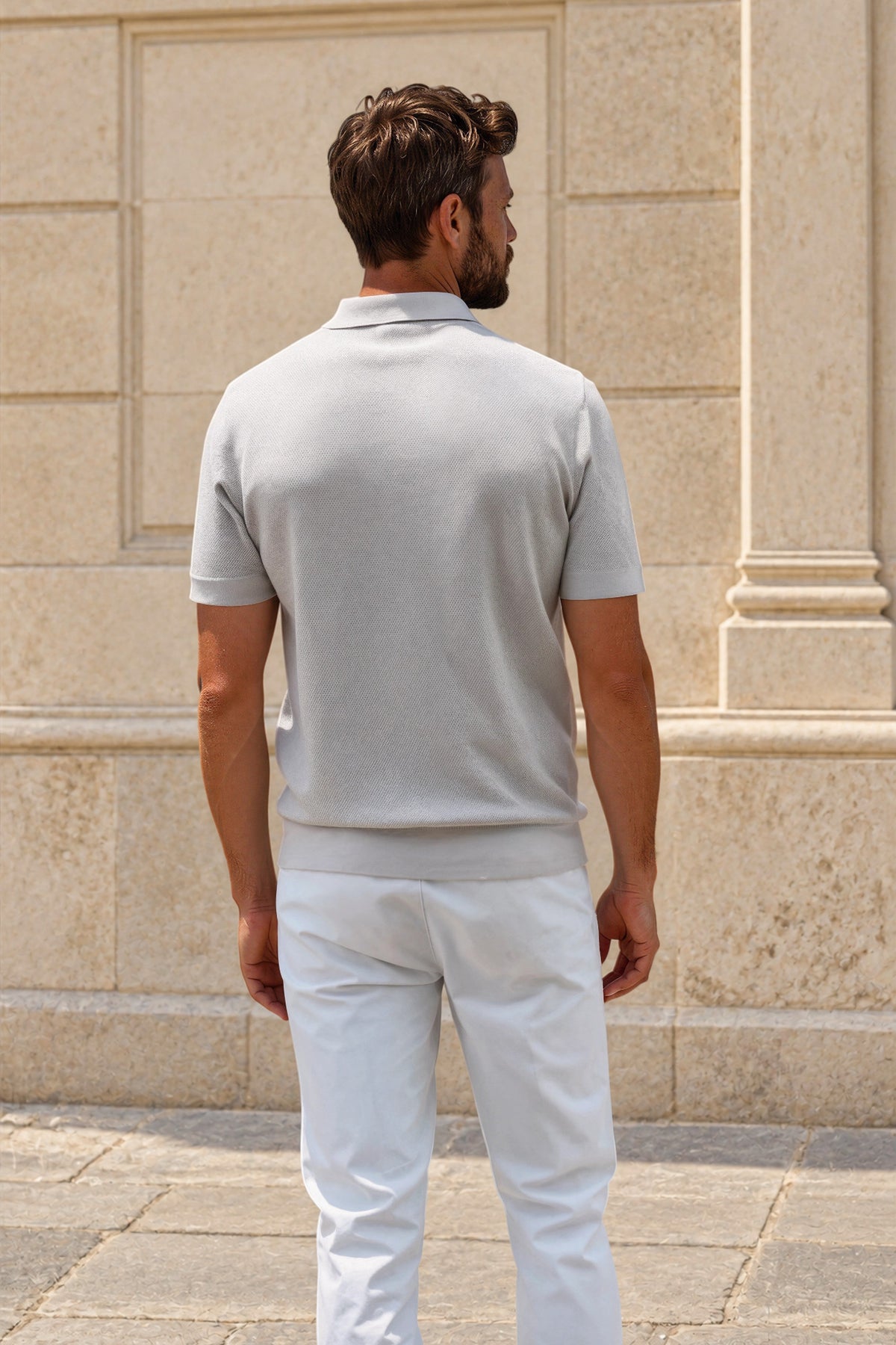 Polo Orso en piqué de coton - Beige-POLO HOMME-Curling-Paris
