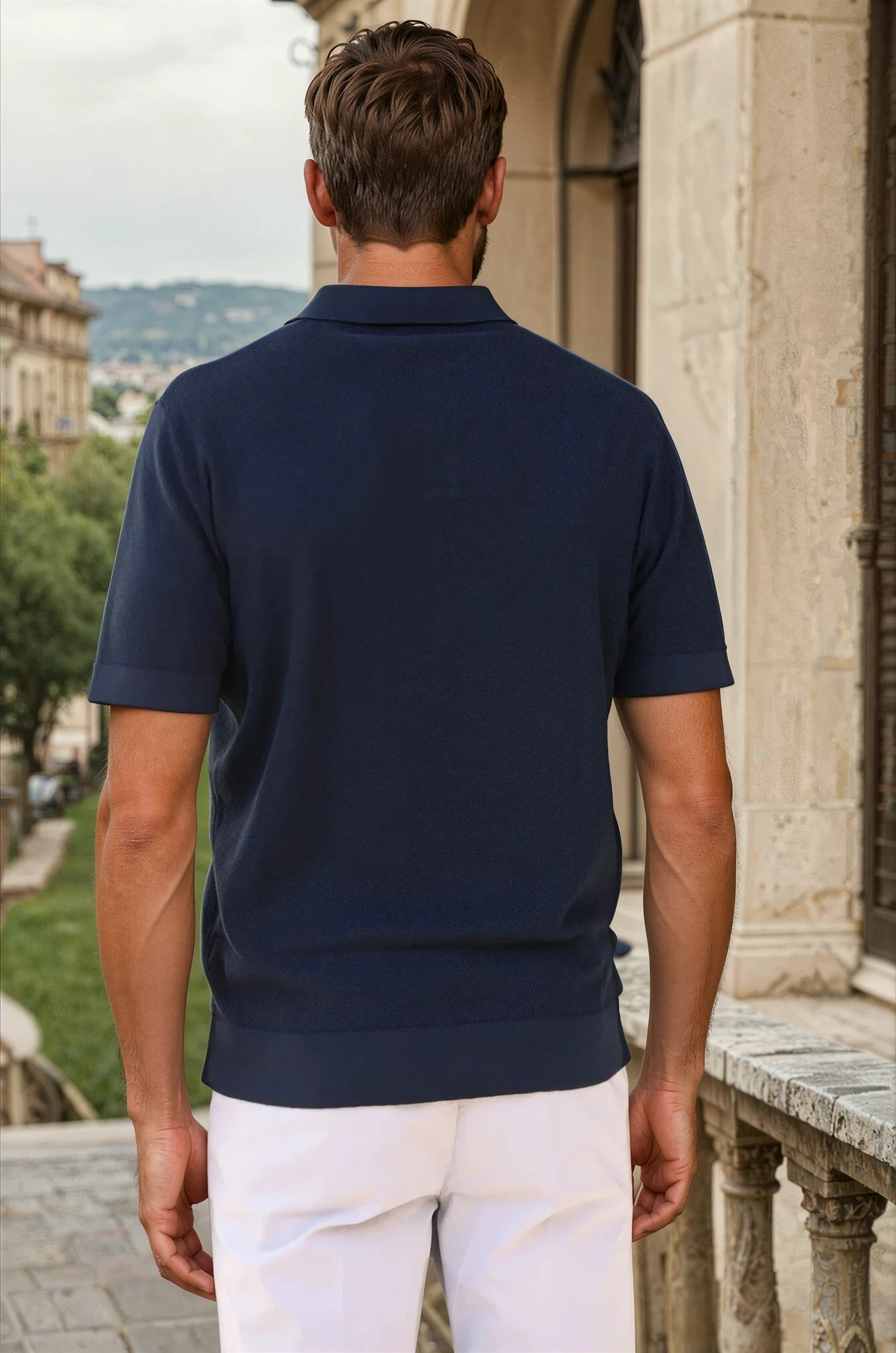Polo Orso en piqué de coton - Marine-POLO HOMME-Curling-Paris