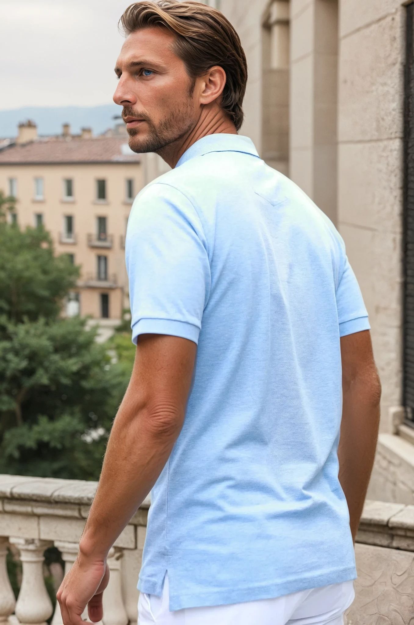 Polo homme Rogue en piqué de coton mercerisé - Ciel-POLO HOMME-Curling-Paris