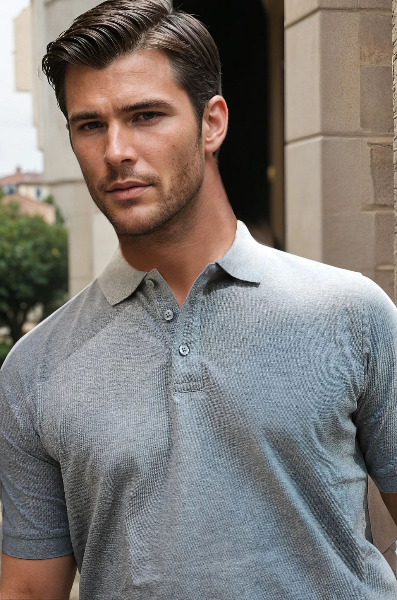 Polo homme Rogue en piqué de coton mercerisé - Gris-POLO HOMME-Curling-Paris