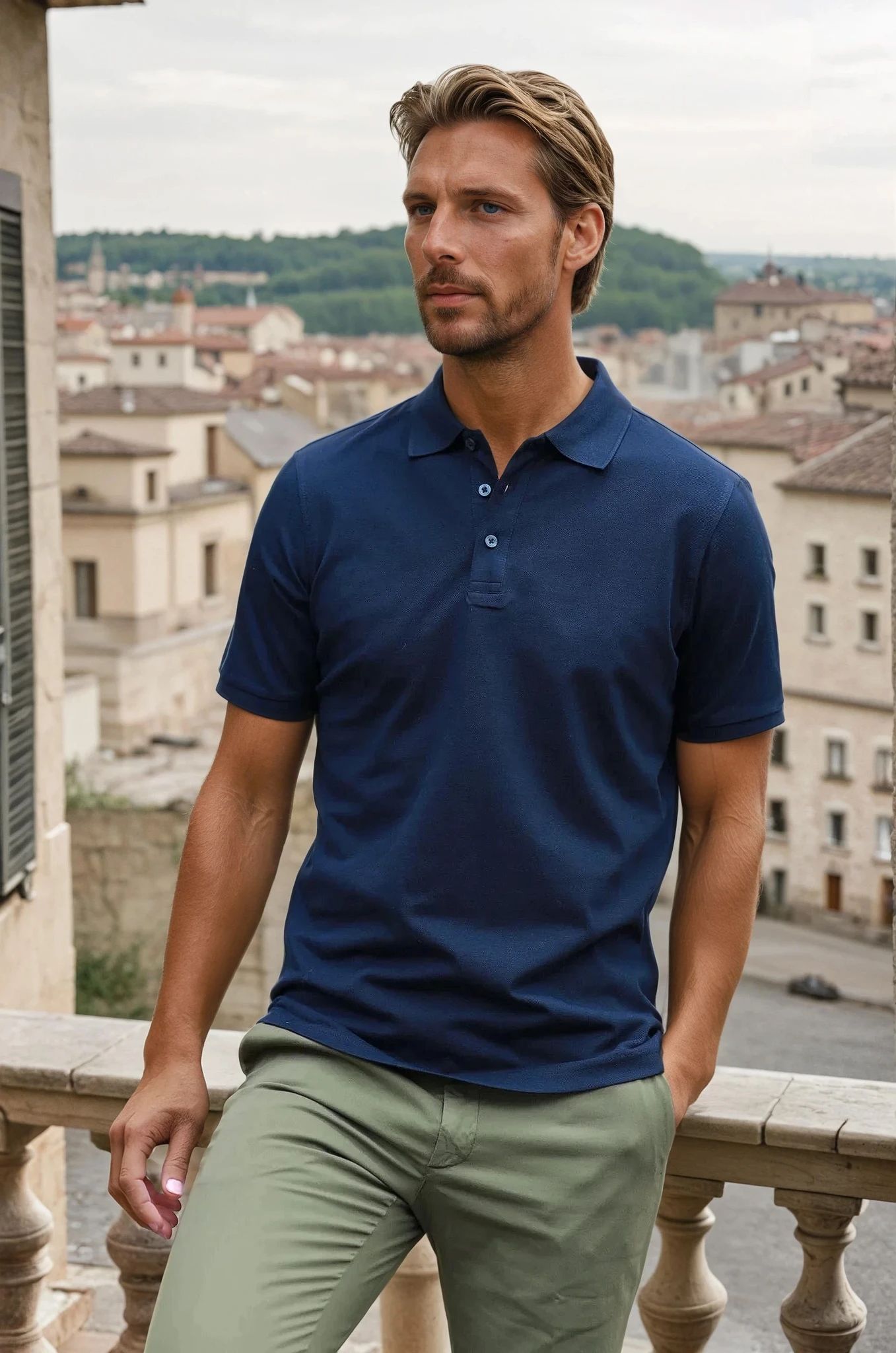 Polo homme Rogue en piqué de coton mercerisé - Marine-POLO HOMME-Curling-Paris