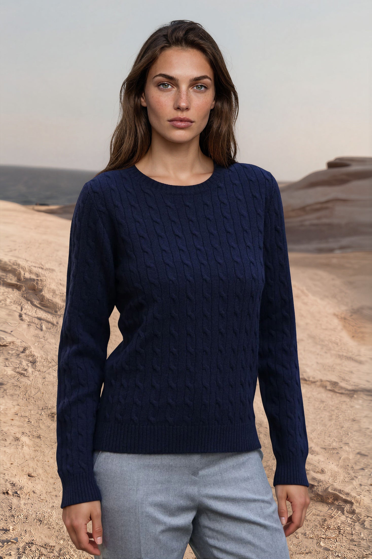 Pull Albie en laine mérinos et cachemire - Marine-PULL FEMME-Curling-Paris