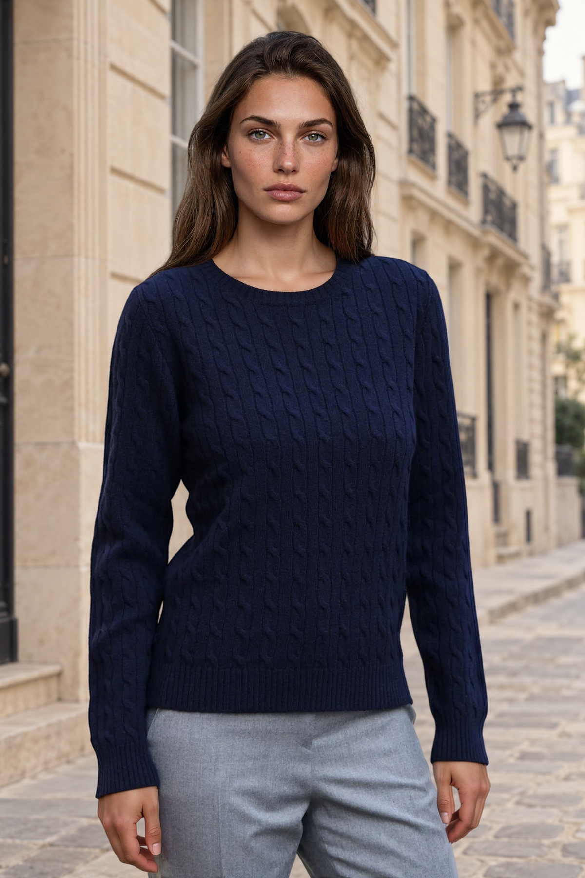 Pull Albie en laine mérinos et cachemire - Marine-PULL FEMME-Curling-Paris