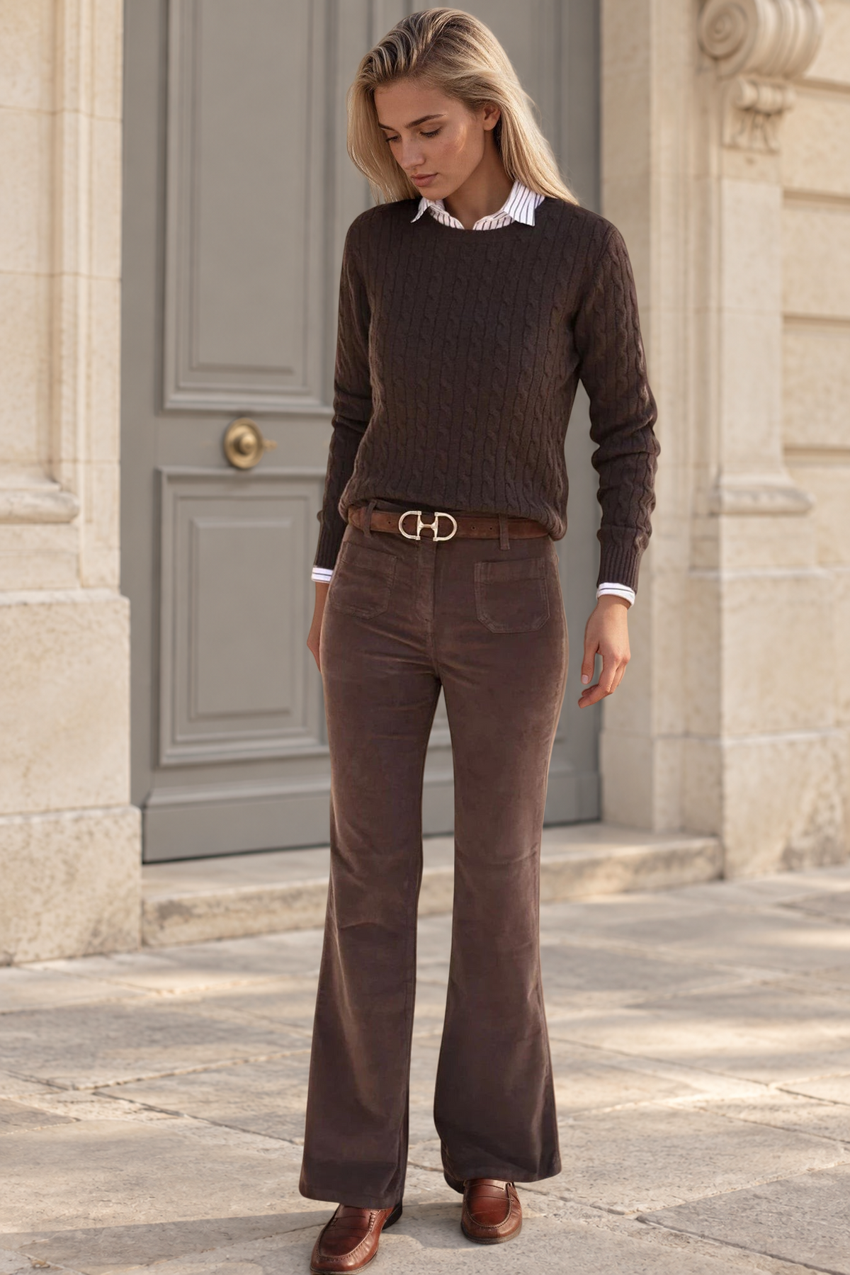 Pull Albie en laine mérinos et cachemire - Marron-PULL FEMME-Curling-Paris