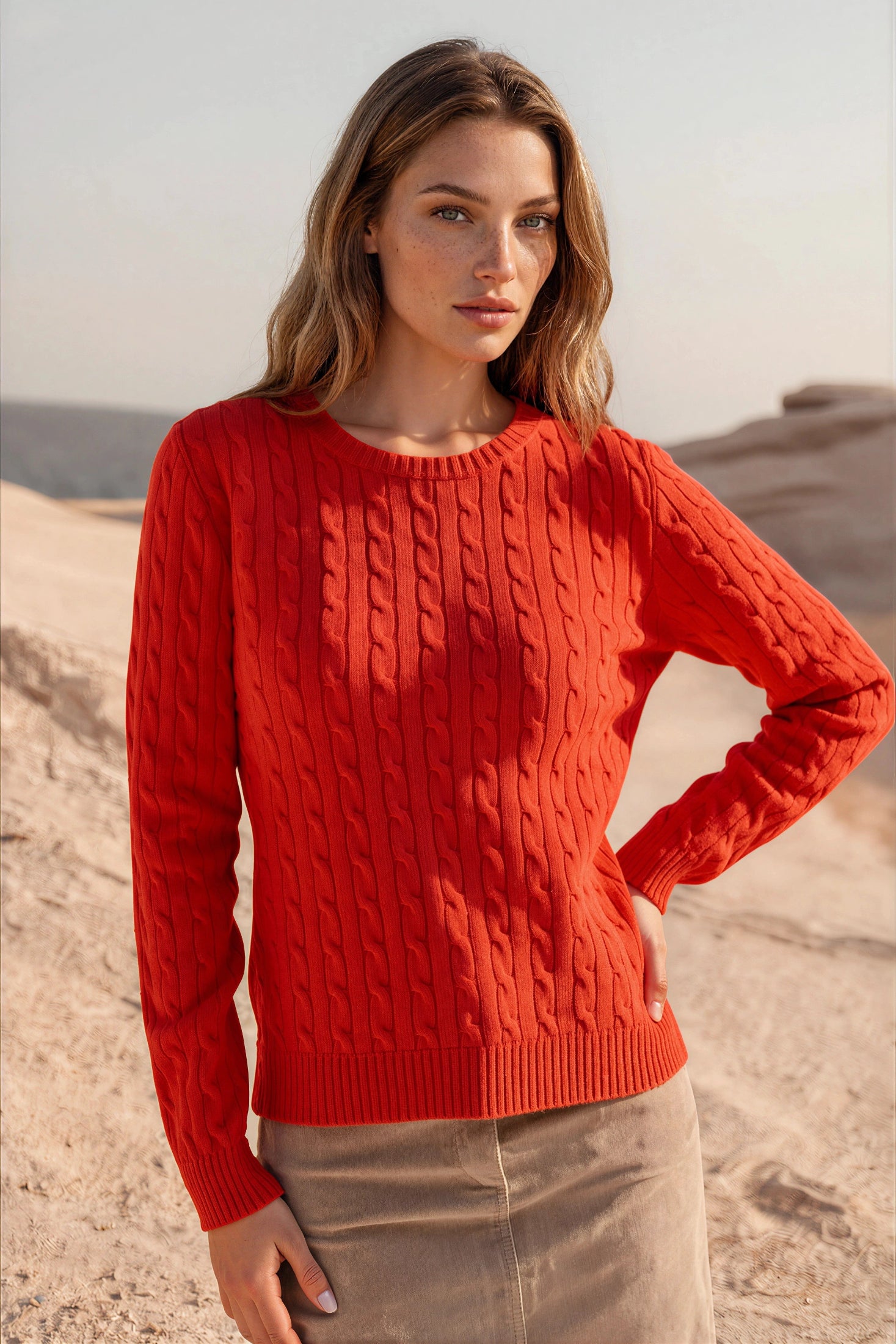 Pull Albie en laine mérinos et cachemire - Orange-PULL FEMME-Curling-Paris