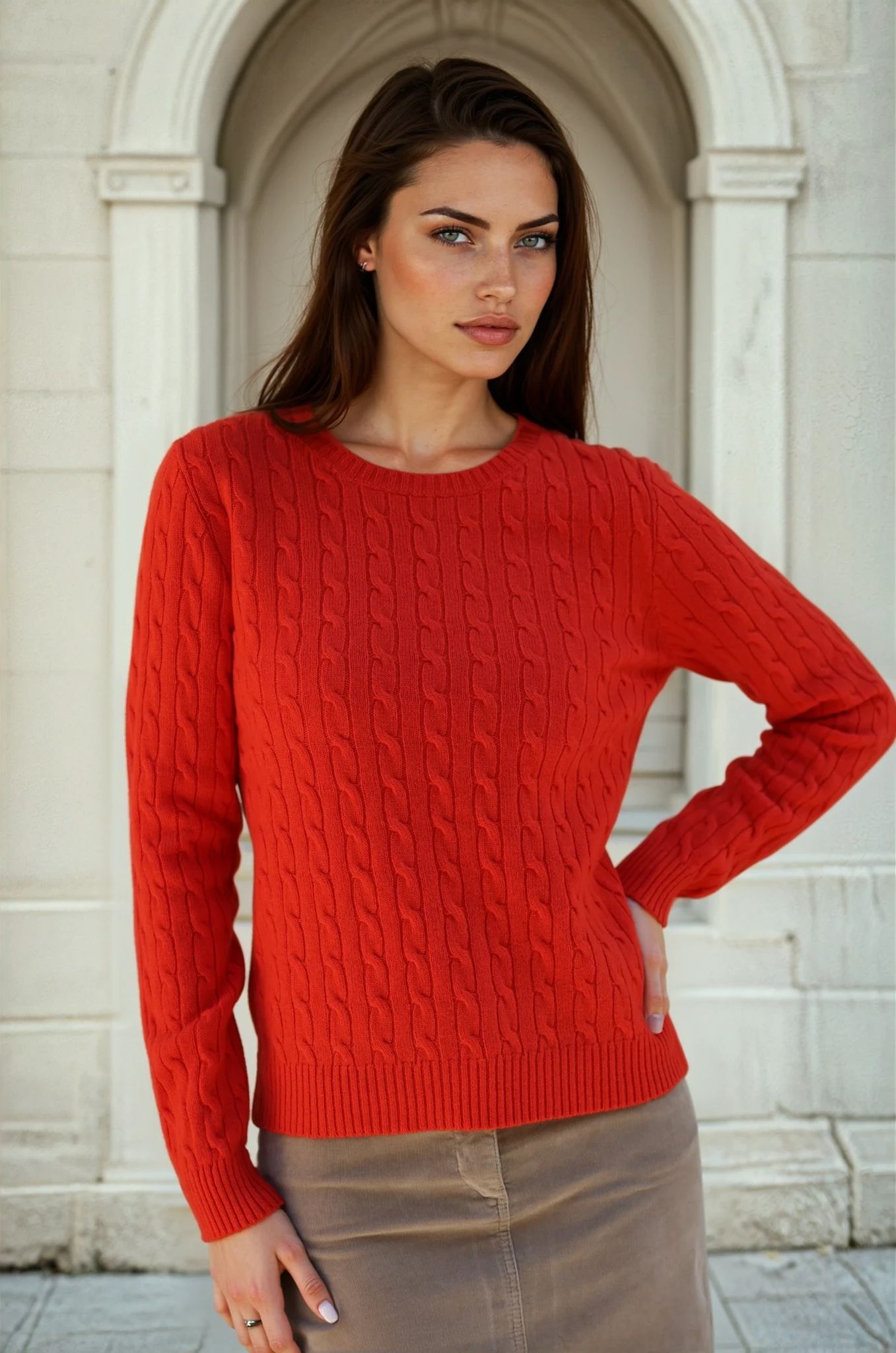 Pull Albie en laine mérinos et cachemire - Orange-PULL FEMME-Curling-Paris