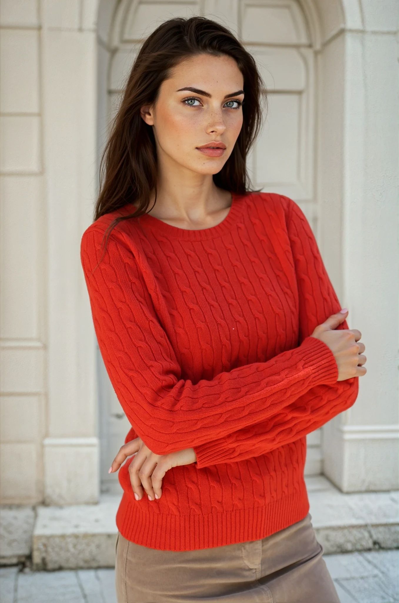 Pull Albie en laine mérinos et cachemire - Orange-PULL FEMME-Curling-Paris