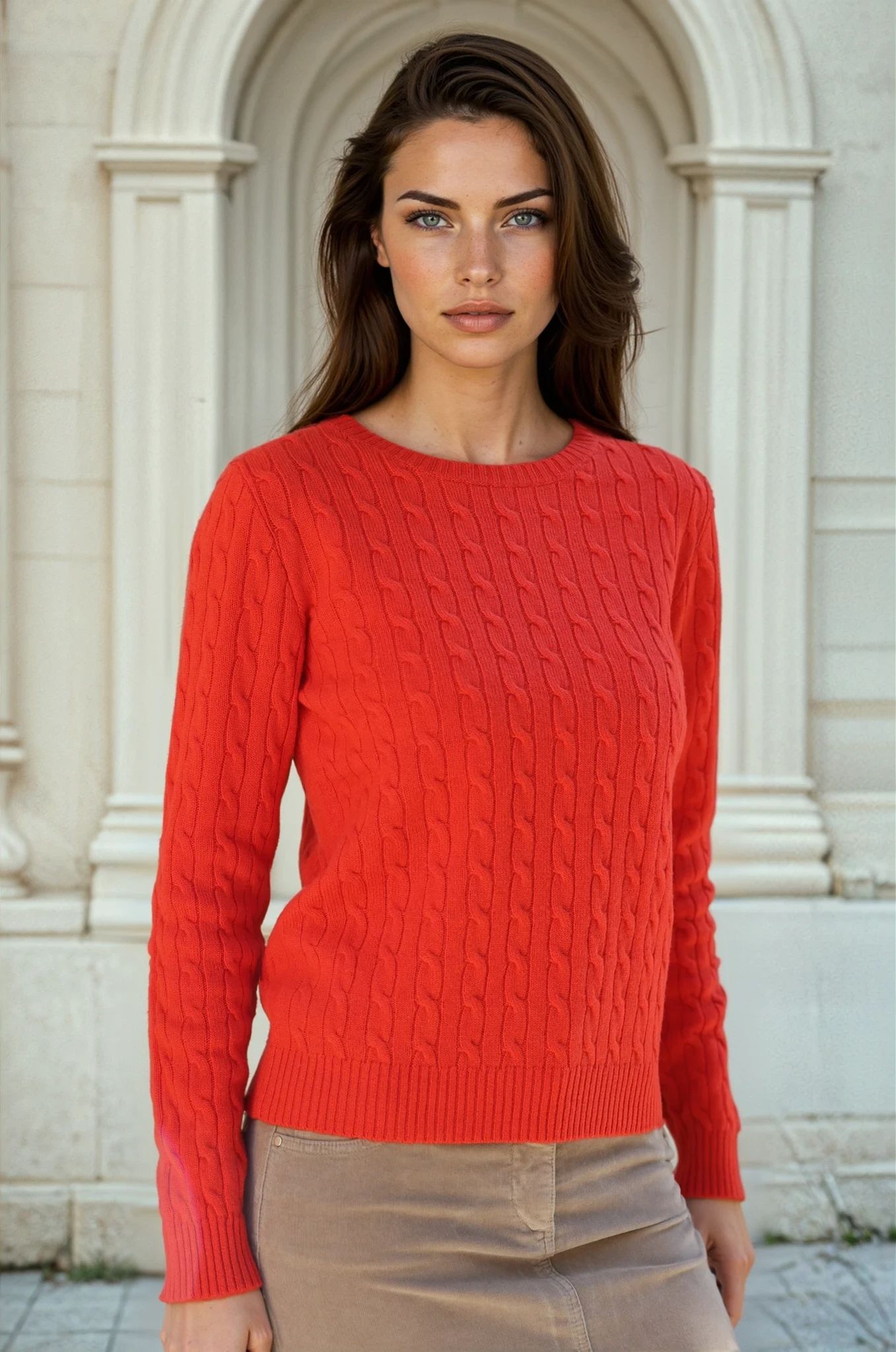Pull Albie en laine mérinos et cachemire - Orange-PULL FEMME-Curling-Paris