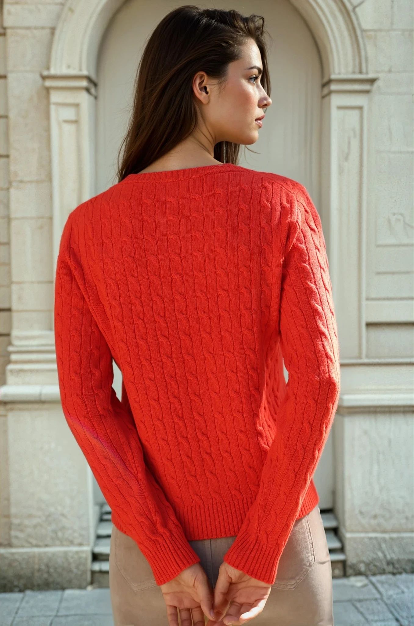 Pull Albie en laine mérinos et cachemire - Orange-PULL FEMME-Curling-Paris