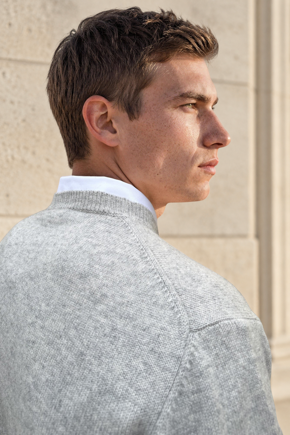 Pull Alfeo en laine & cachemire – Gris clair-PULL HOMME-Curling-Paris