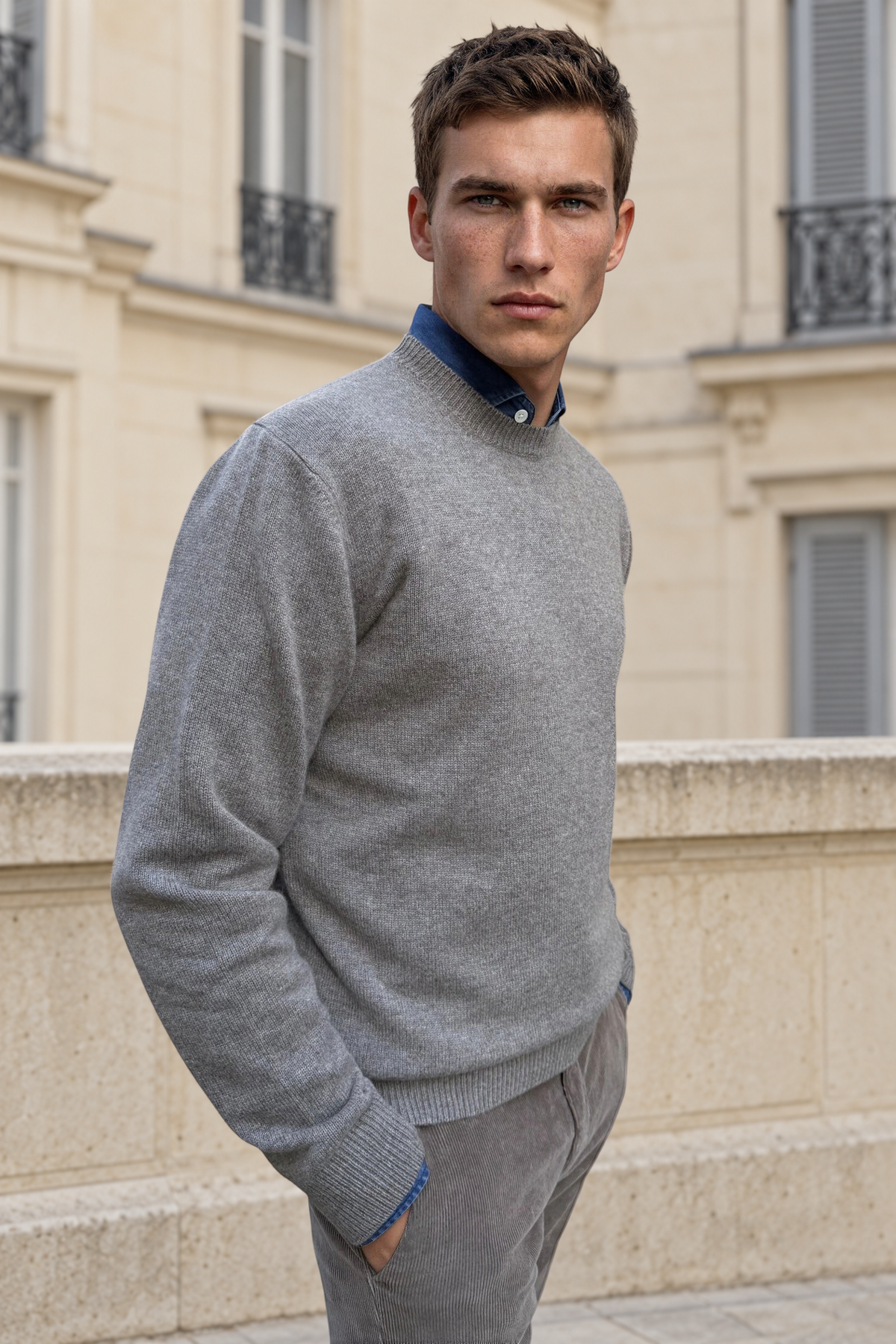 Pull Alfeo en laine & cachemire – Taupe-PULL HOMME-Curling-Paris