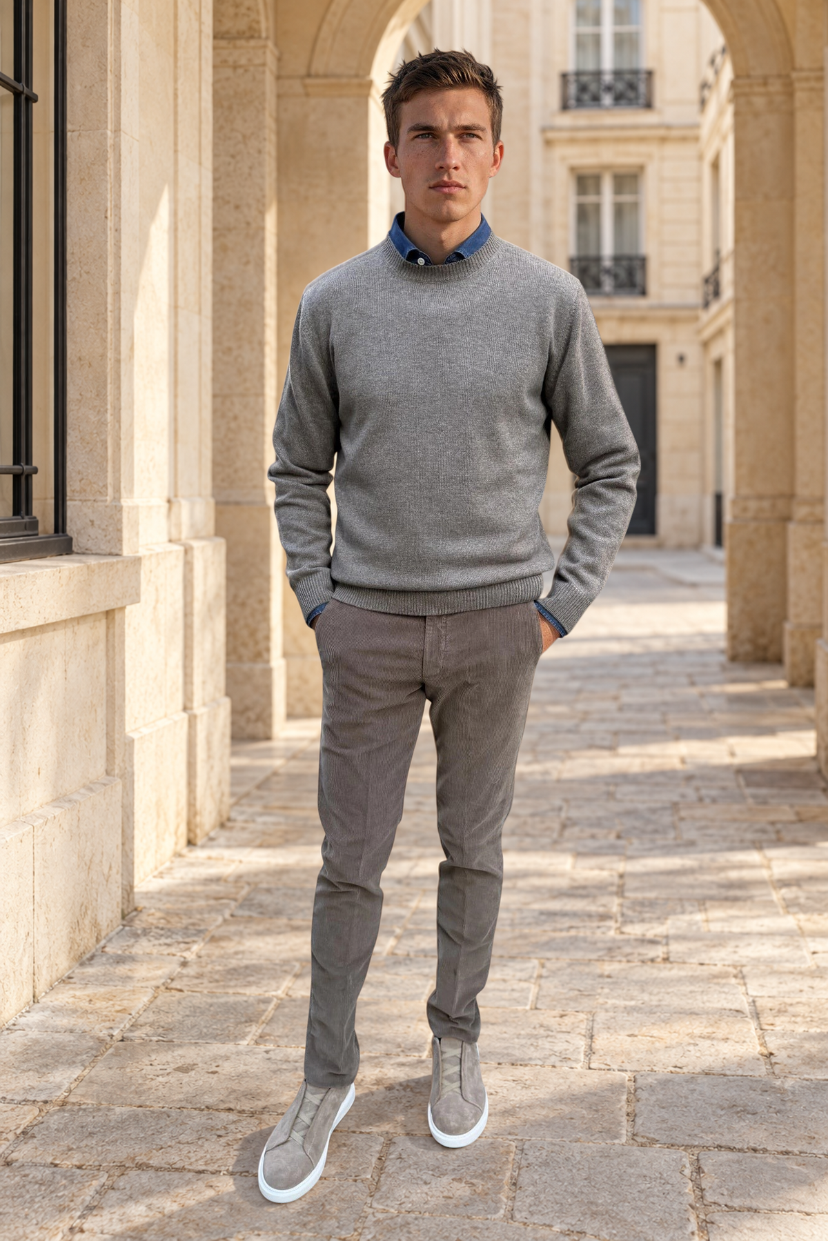 Pull Alfeo en laine & cachemire – Taupe-PULL HOMME-Curling-Paris
