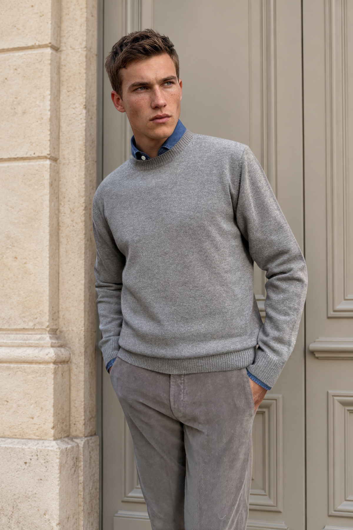 Pull Alfeo en laine & cachemire – Taupe-PULL HOMME-Curling-Paris