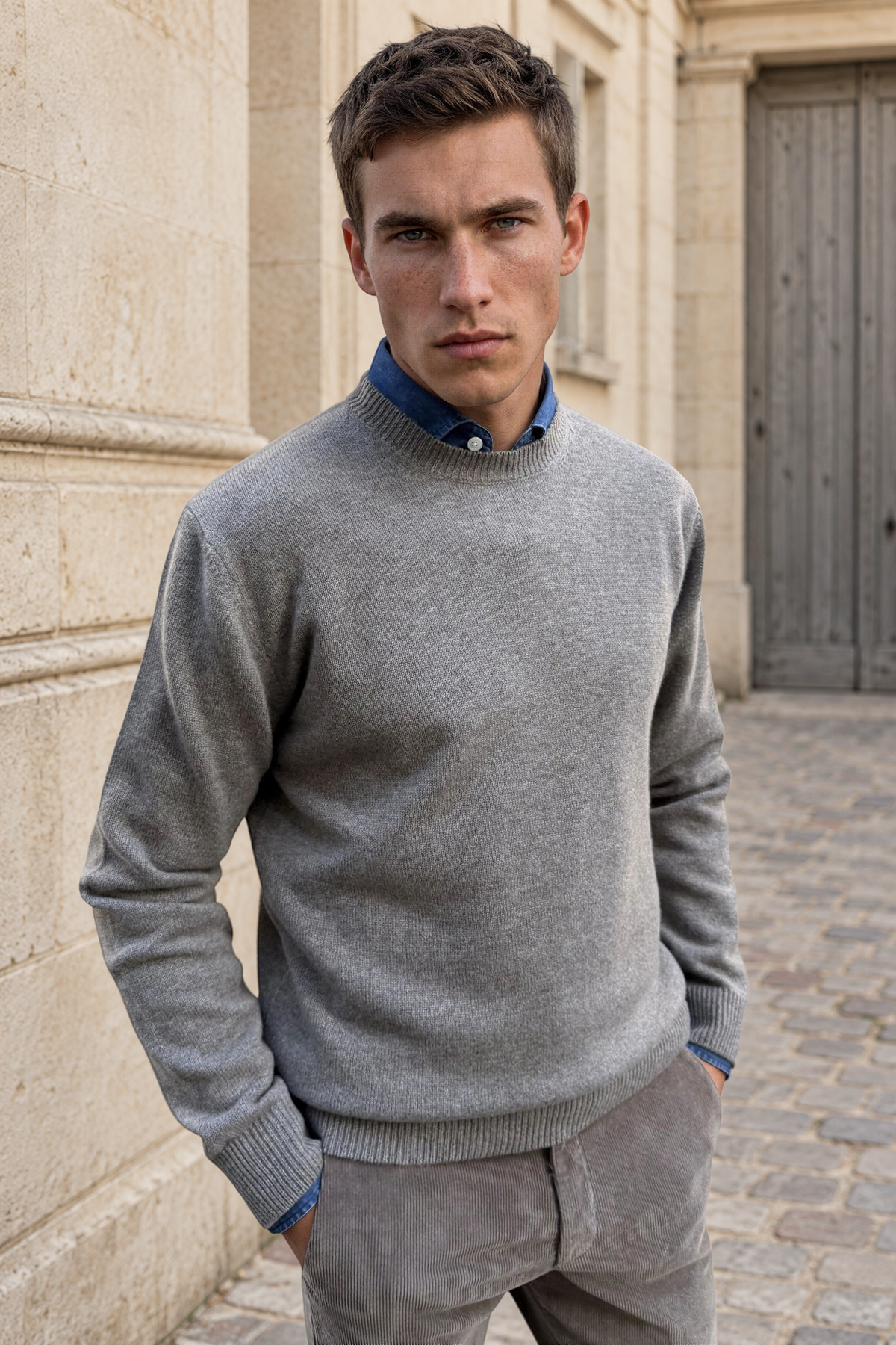 Pull Alfeo en laine & cachemire – Taupe-PULL HOMME-Curling-Paris