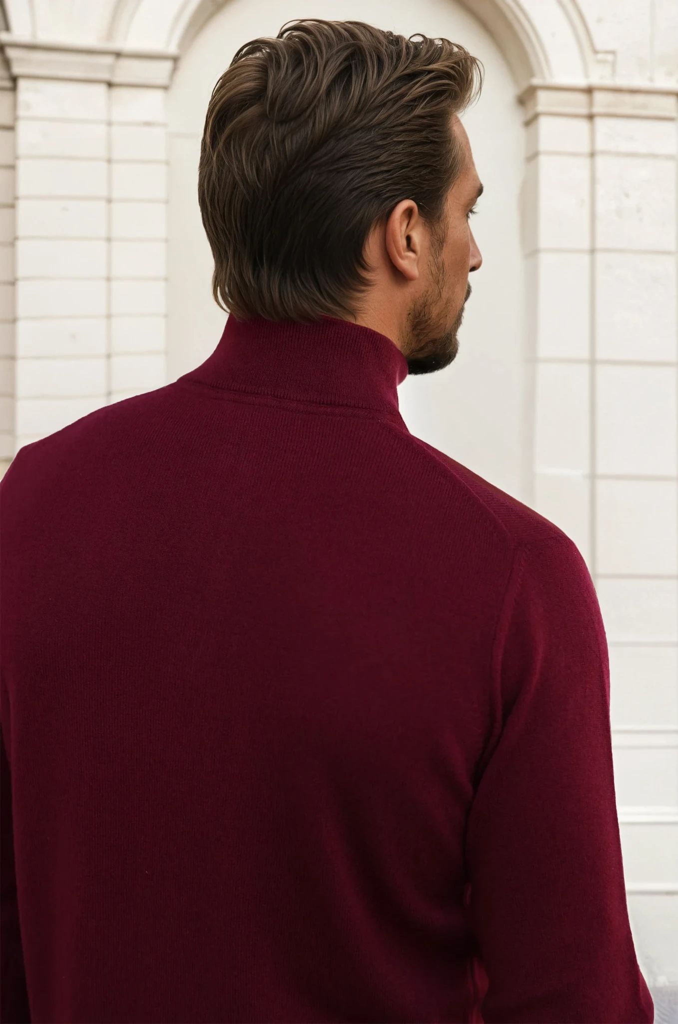 Pull Amar col zippé 100% cachemire - Bordeaux-PULL HOMME-Curling-Paris