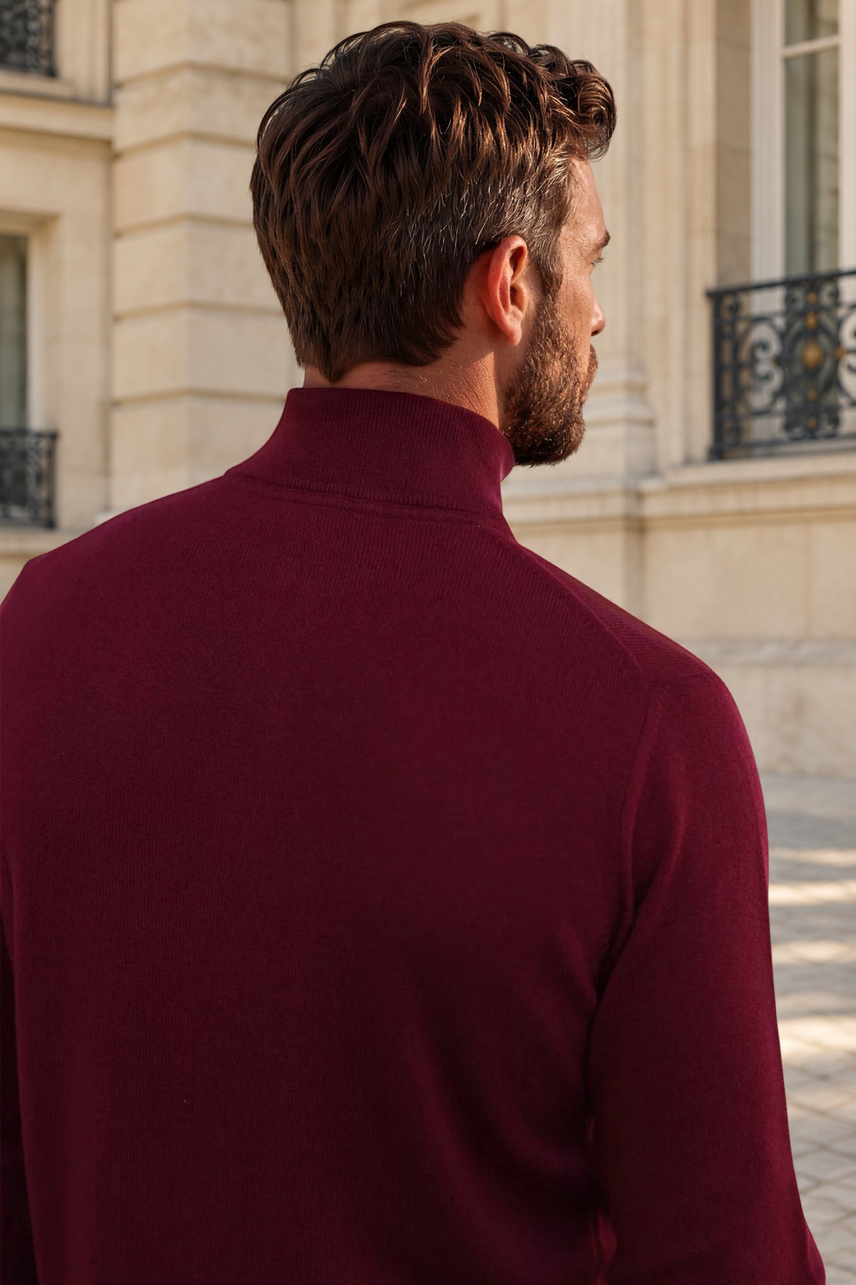 Pull Amar col zippé 100% cachemire - Bordeaux-PULL HOMME-Curling-Paris