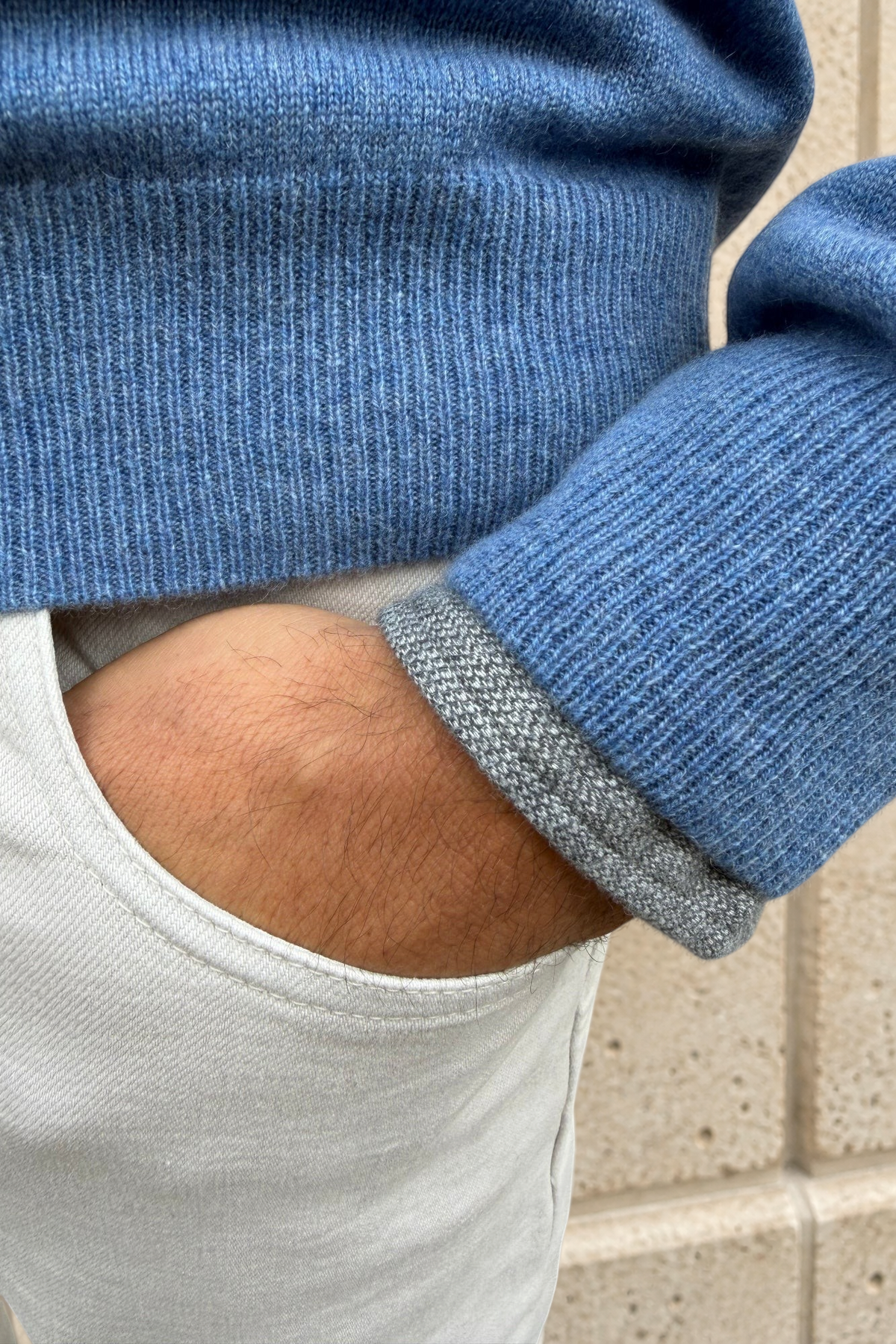 Pull Amar col zippé 100% cachemire – Denim-PULL HOMME-Curling-Paris