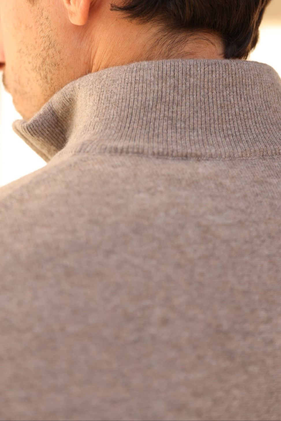 Pull Amar col zippé 100% cachemire - Taupe-PULL HOMME-Curling-Paris