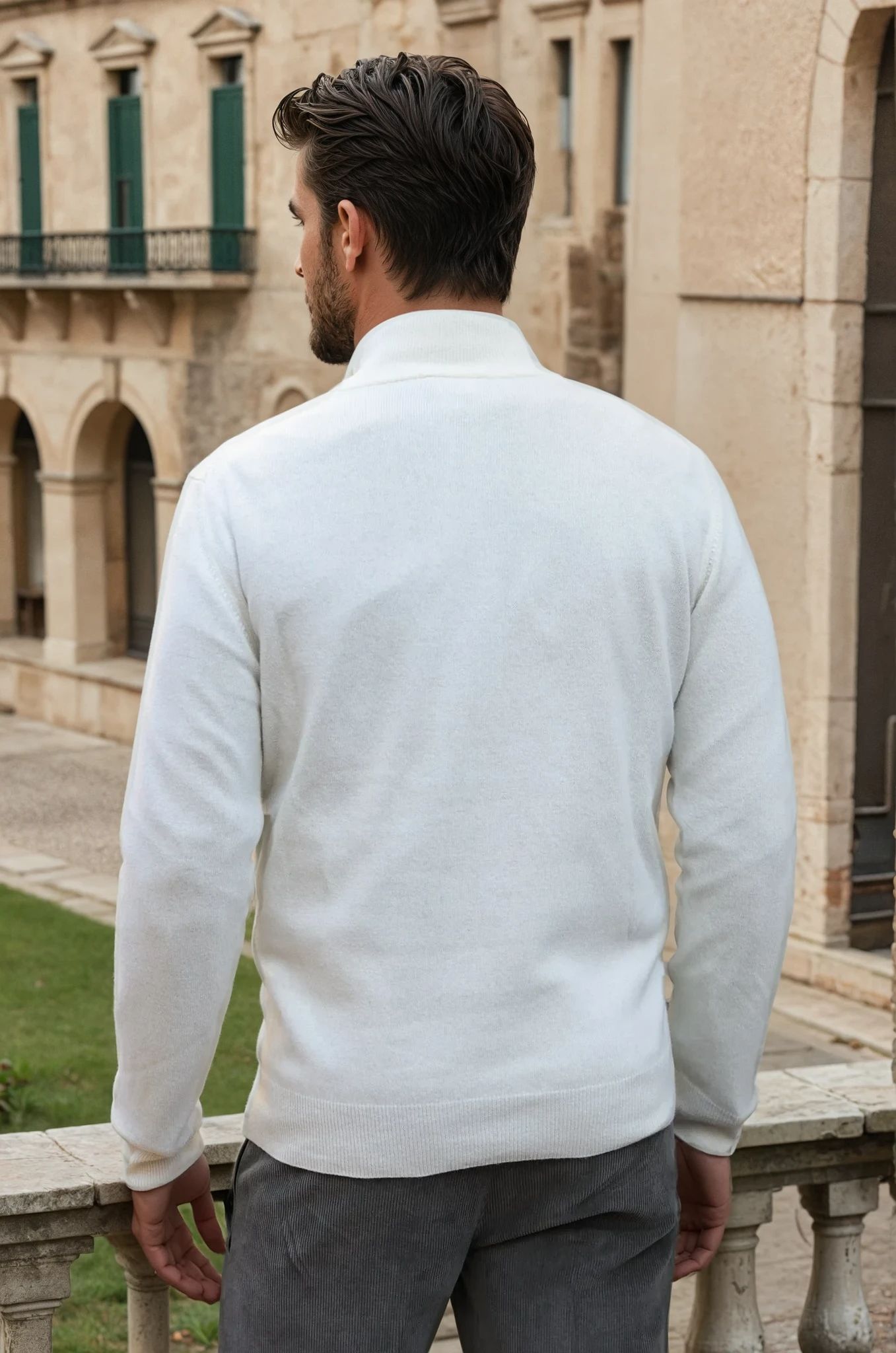 Pull Carlo à torsades col zippé en laine et cachemire - Ecru-PULL HOMME-Curling-Paris