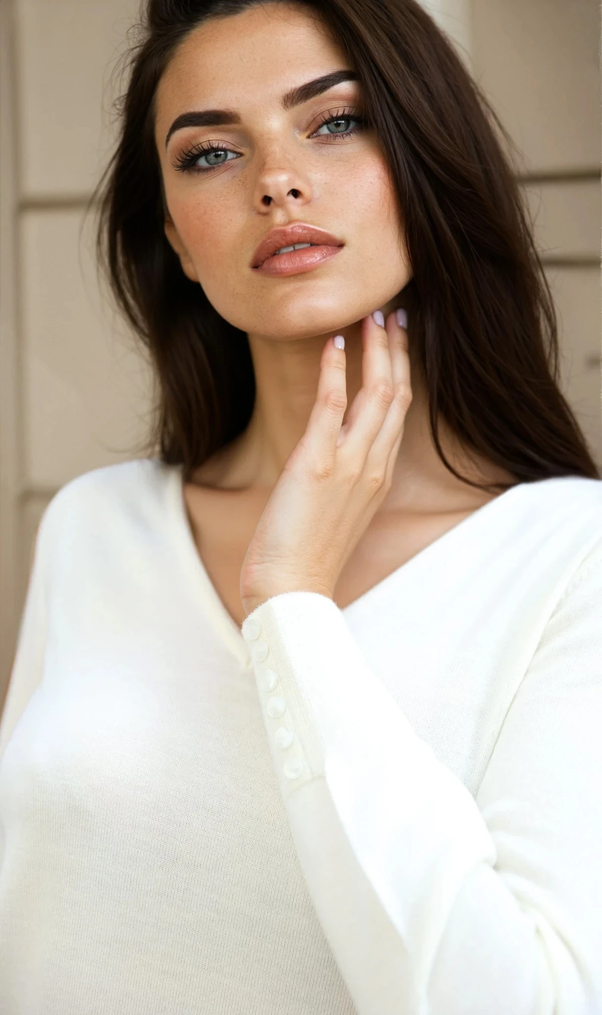 Pull Clothilde col v en laine mérinos - Ecru-PULL FEMME-Curling-Paris