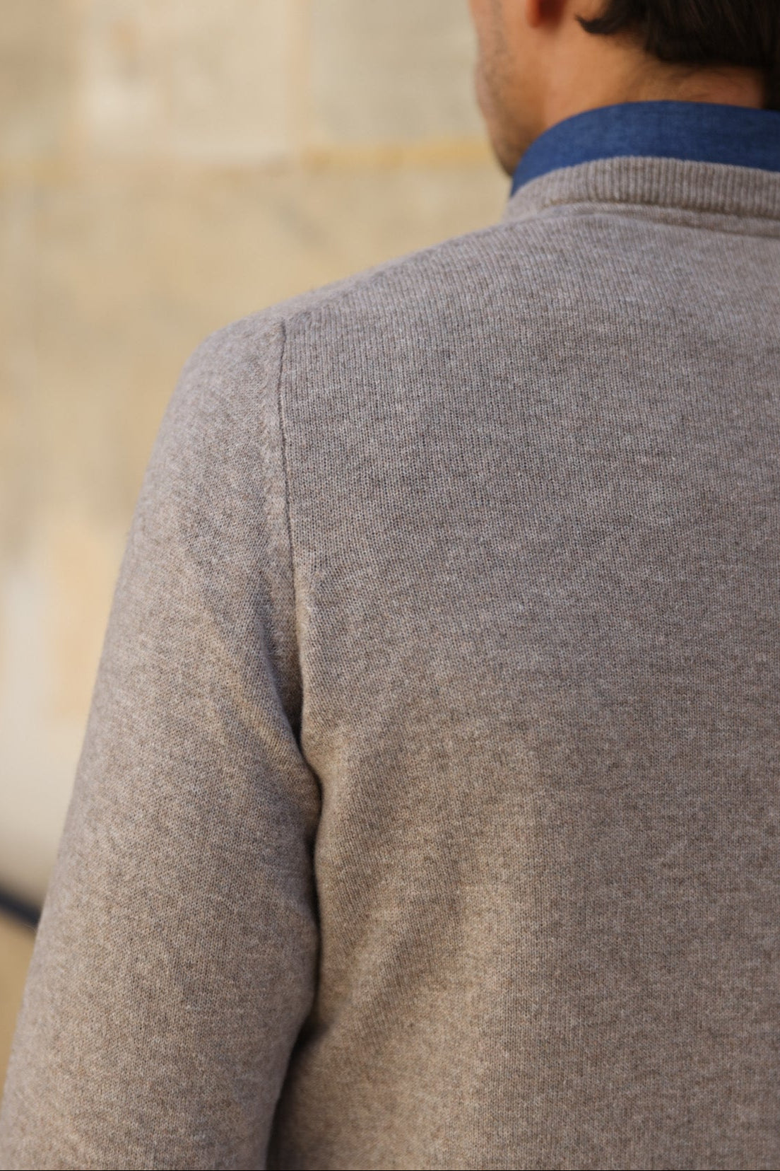 Pull Col Rond Ronan en Cachemire - Taupe-PULL HOMME-Curling-Paris