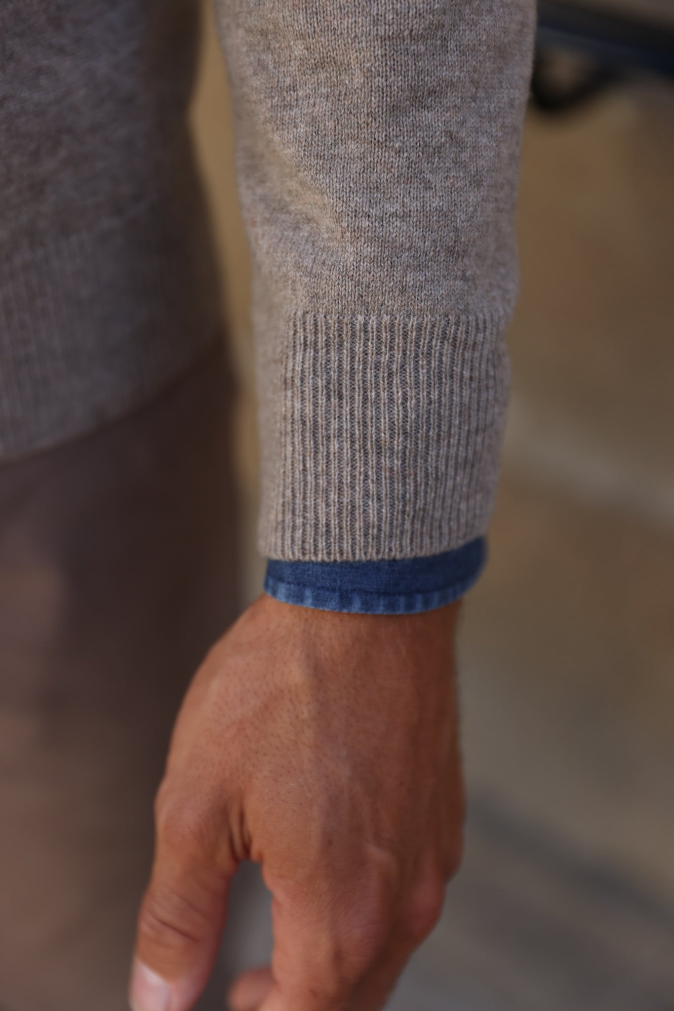 Pull Col Rond Ronan en Cachemire - Taupe-PULL HOMME-Curling-Paris