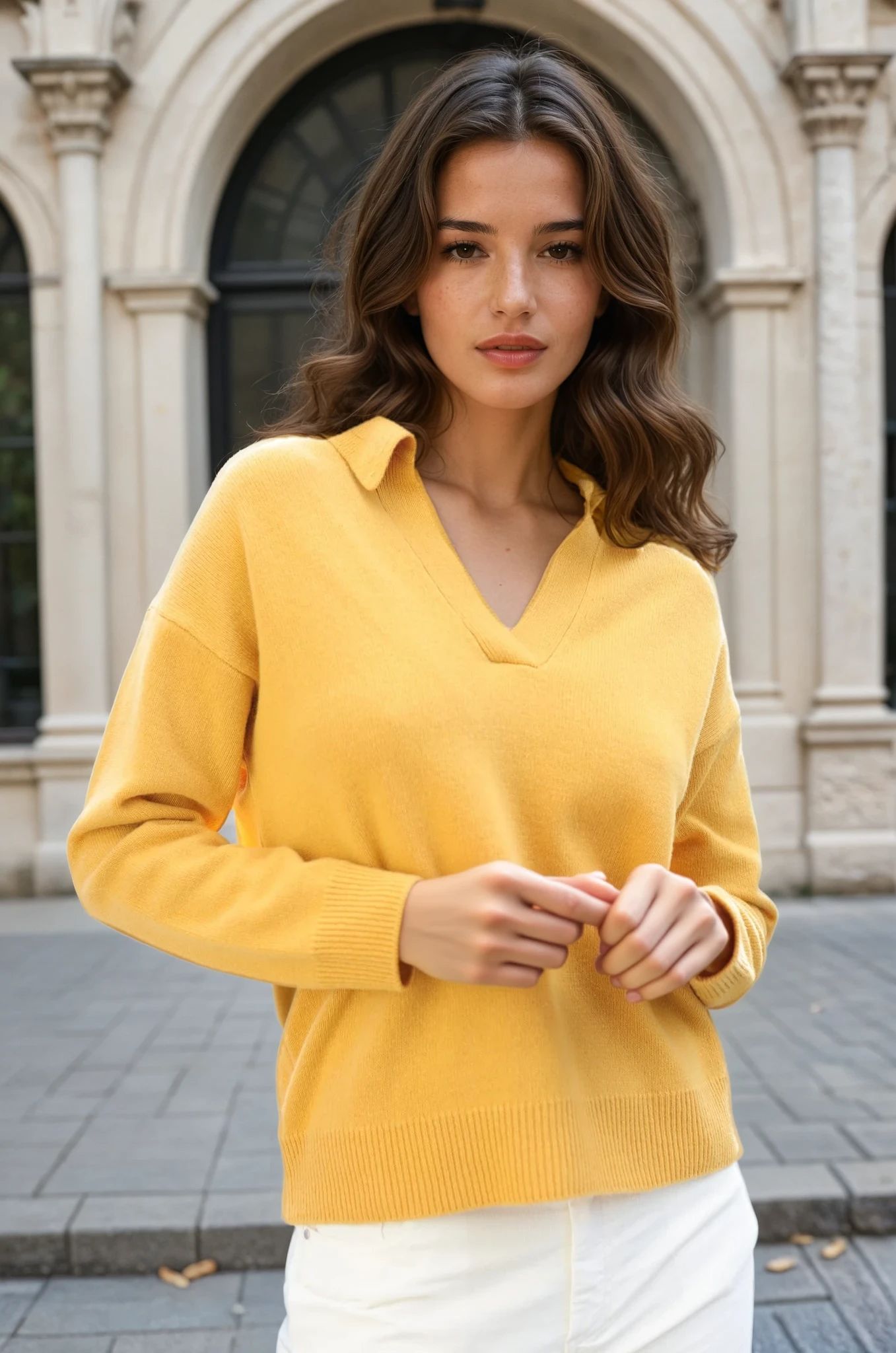 Pull Derby en laine et cachemire - Jaune-PULL FEMME-Curling-Paris