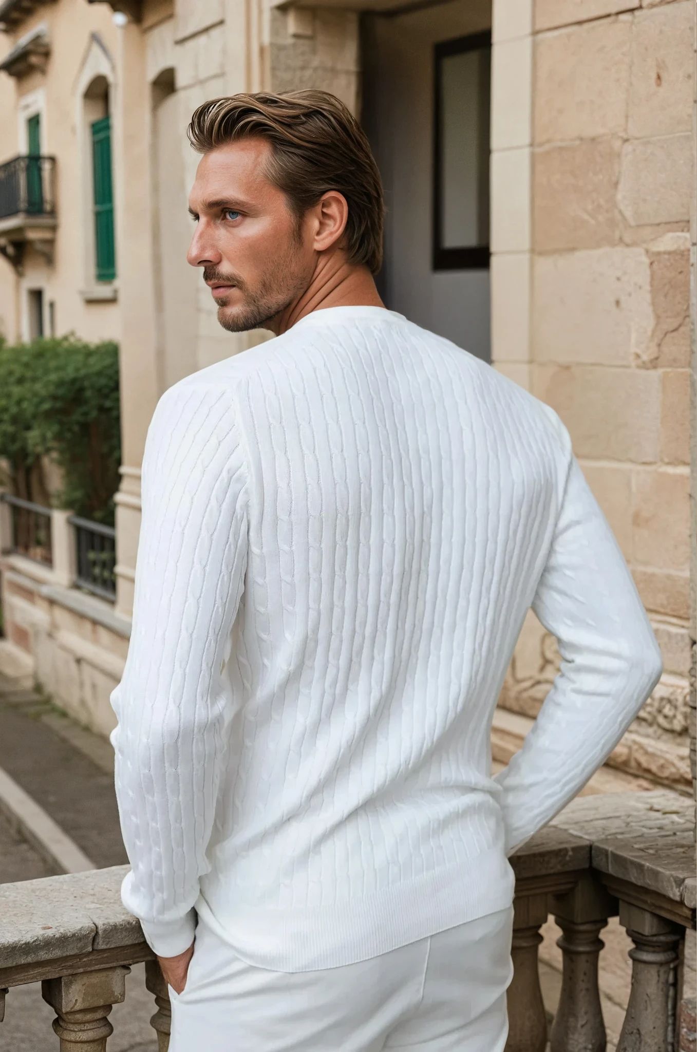 Pull Gege col rond à torsades en coton - Ecru-PULL HOMME-Curling-Paris