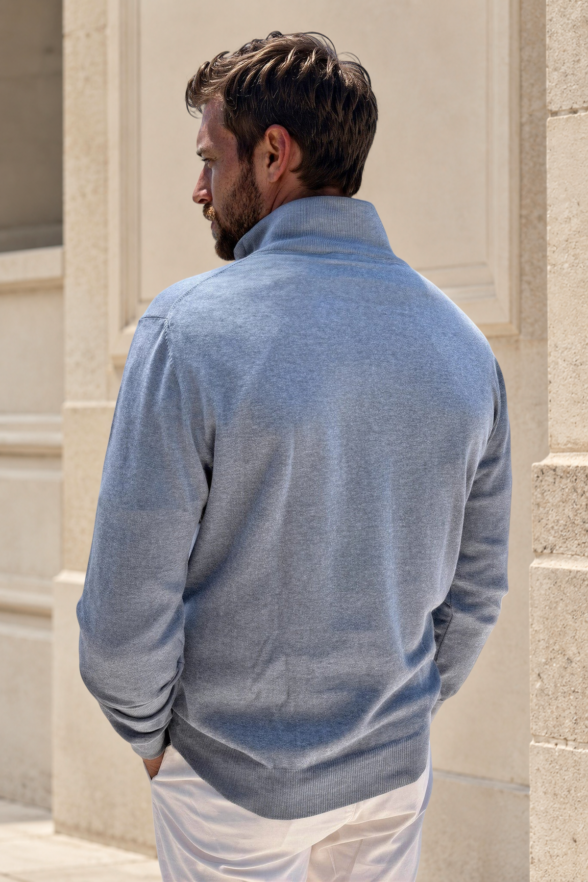 Pull John col zippé en coton - Jeans-PULL HOMME-Curling-Paris