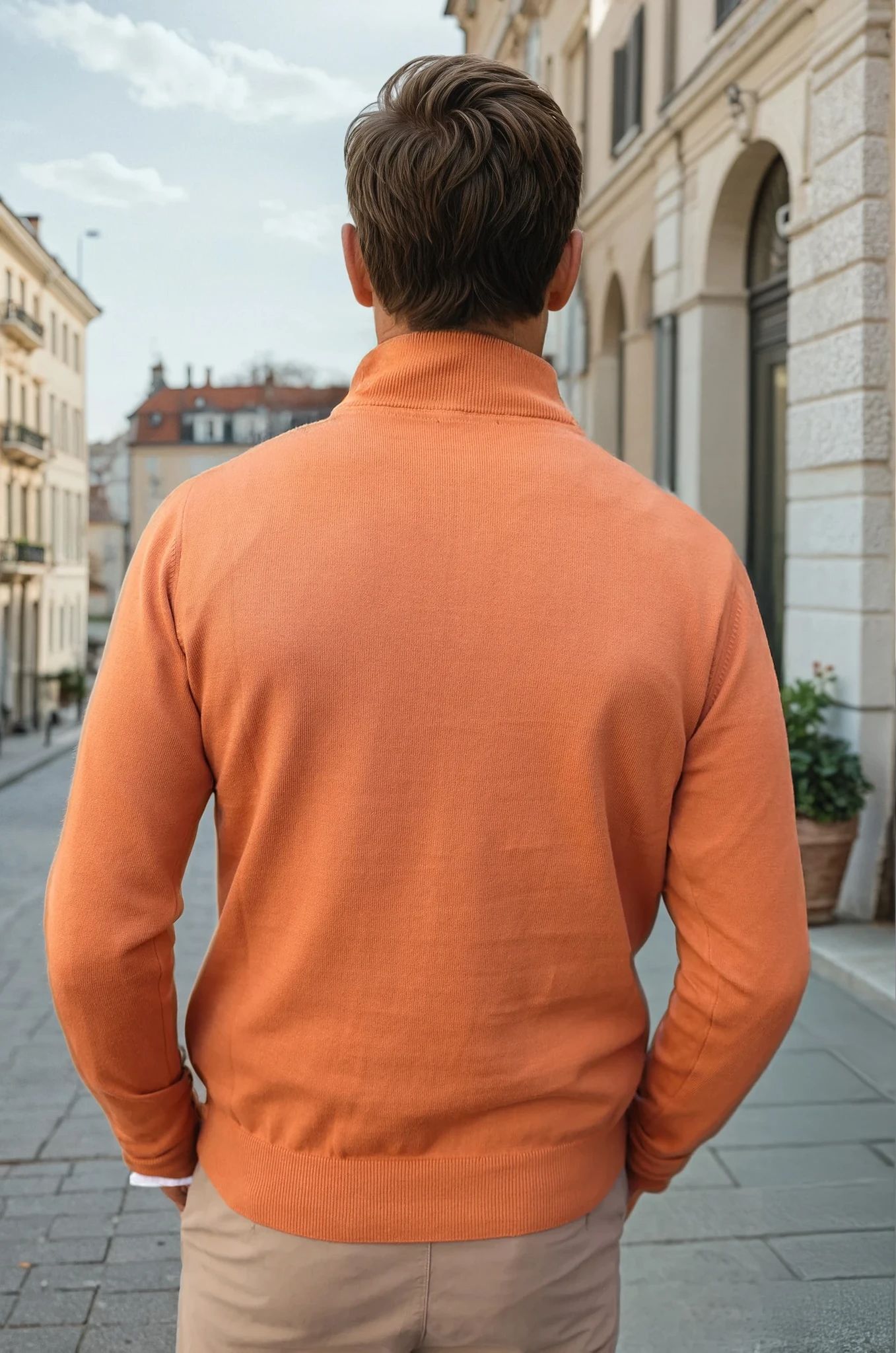 Pull John col zippé en coton - Orange-PULL HOMME-Curling-Paris