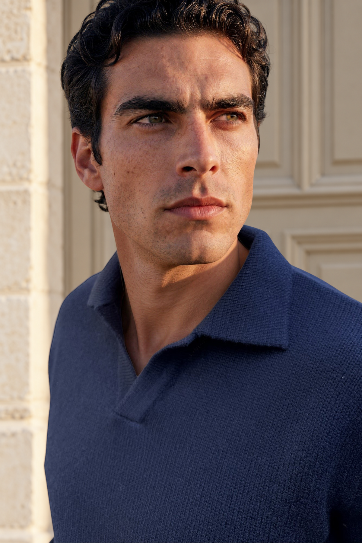 Pull Livio col derby en laine & cachemire – Marine-PULL HOMME-Curling-Paris