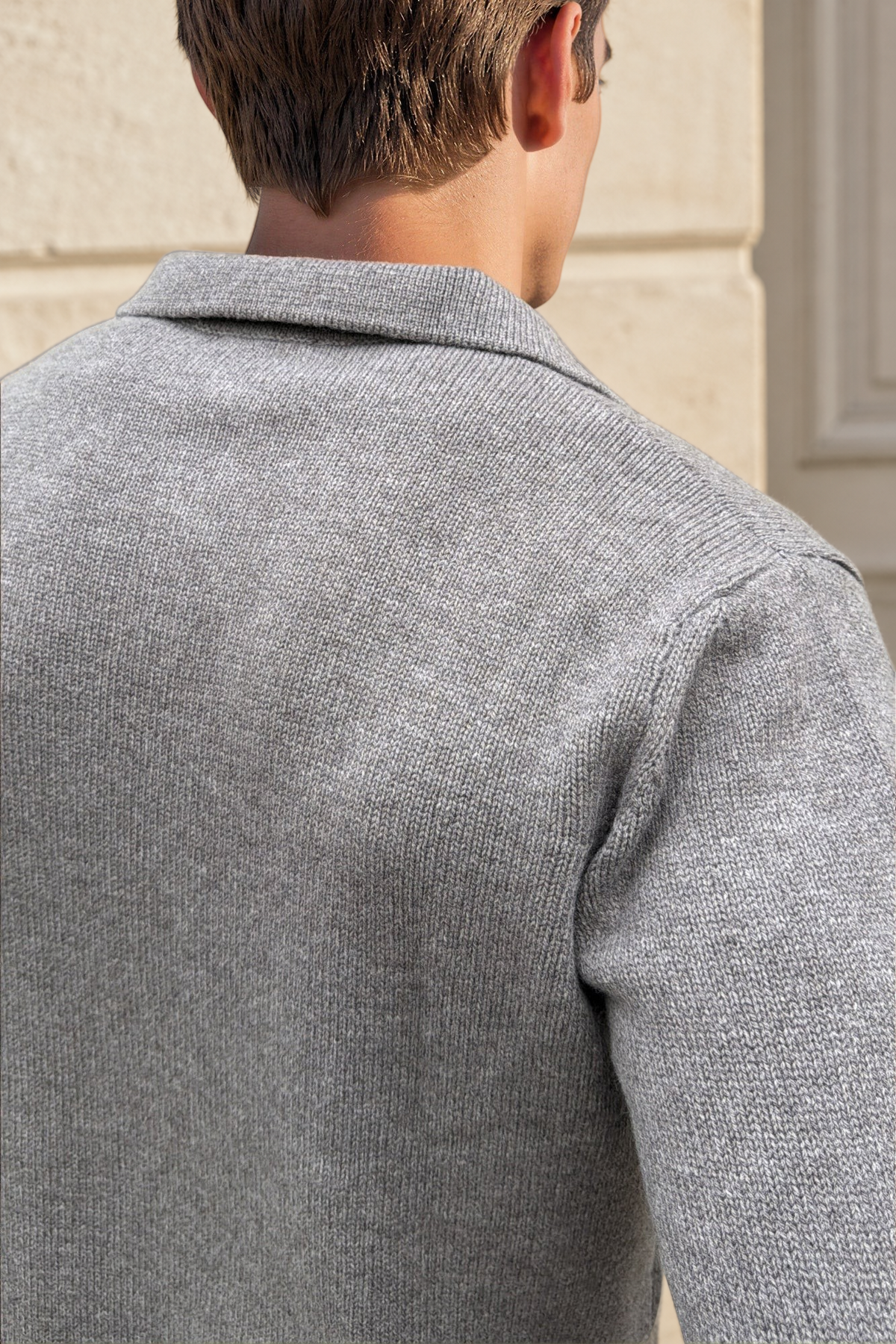 Pull Livio col derby en laine & cachemire – Taupe-PULL HOMME-Curling-Paris