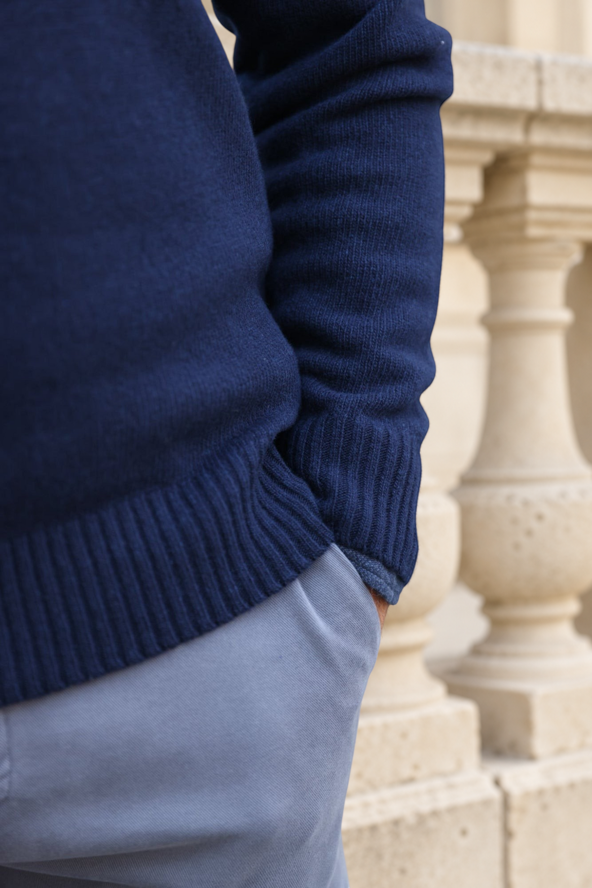 Pull Maxime col zippé en laine & cachemire – Marine-PULL HOMME-Curling-Paris
