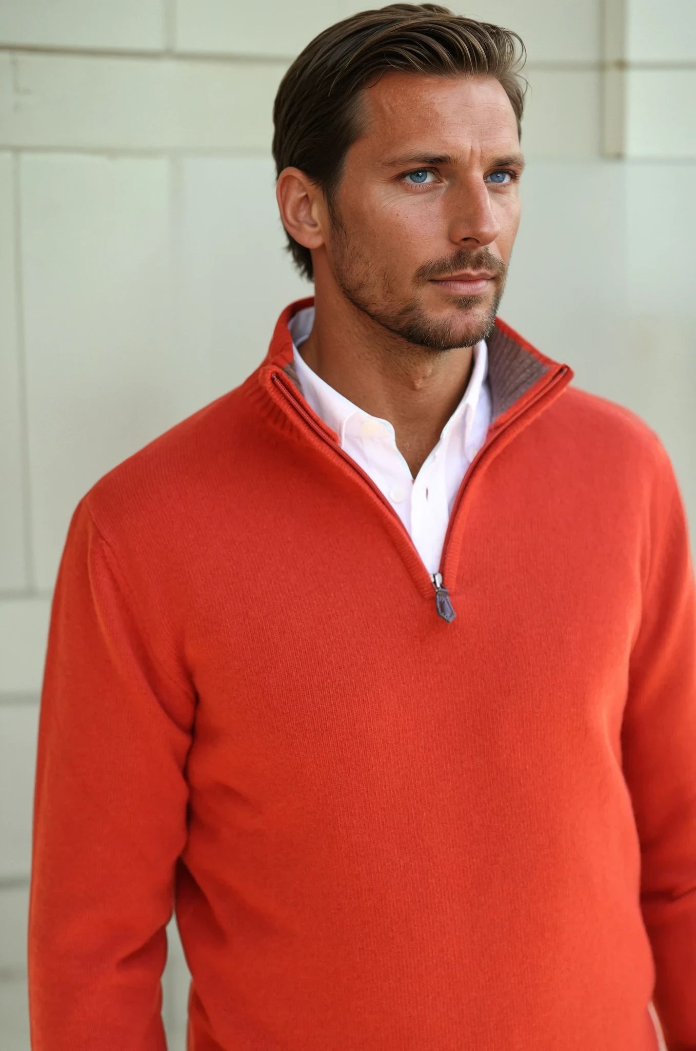 Pull Maxime en laine & cachemire - Corail-PULL HOMME-Curling-Paris