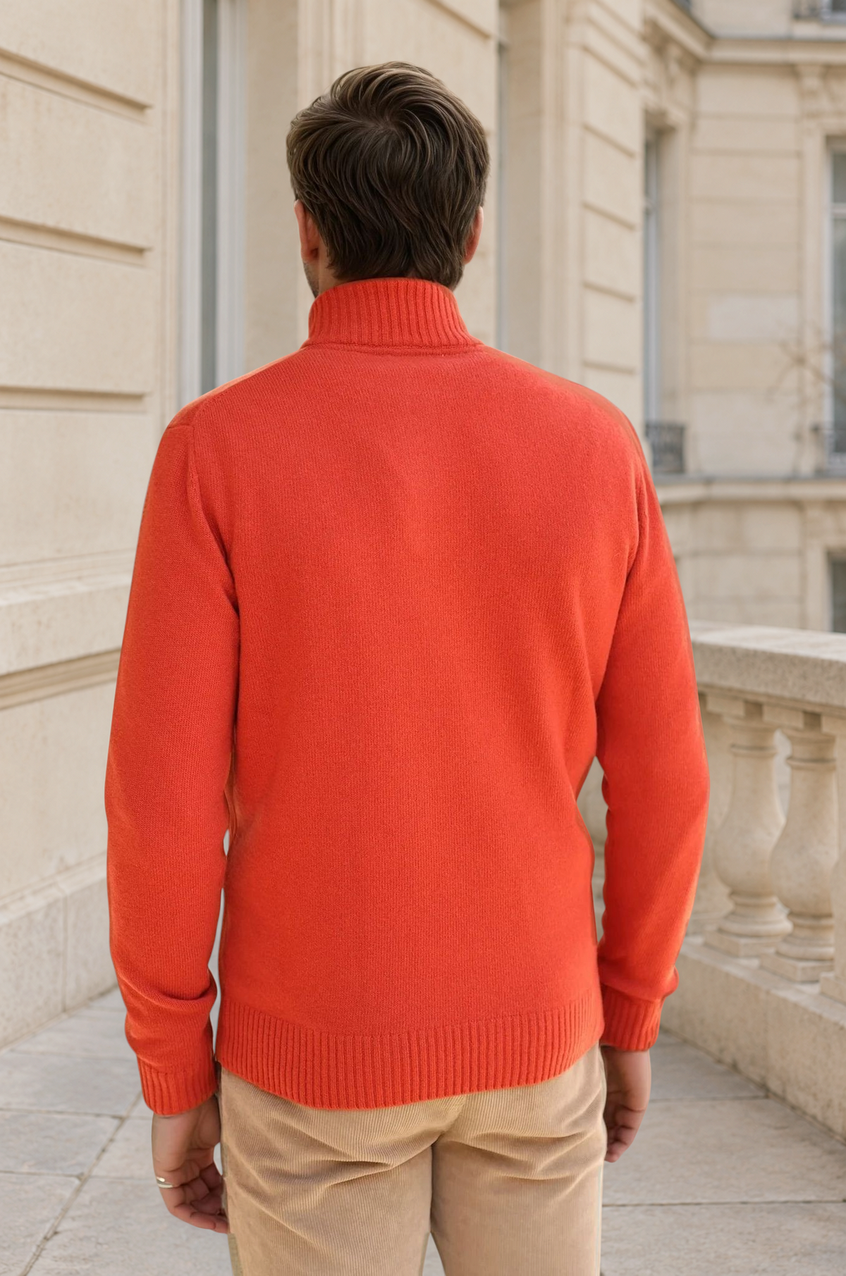 Pull Maxime en laine & cachemire - Corail-PULL HOMME-Curling-Paris
