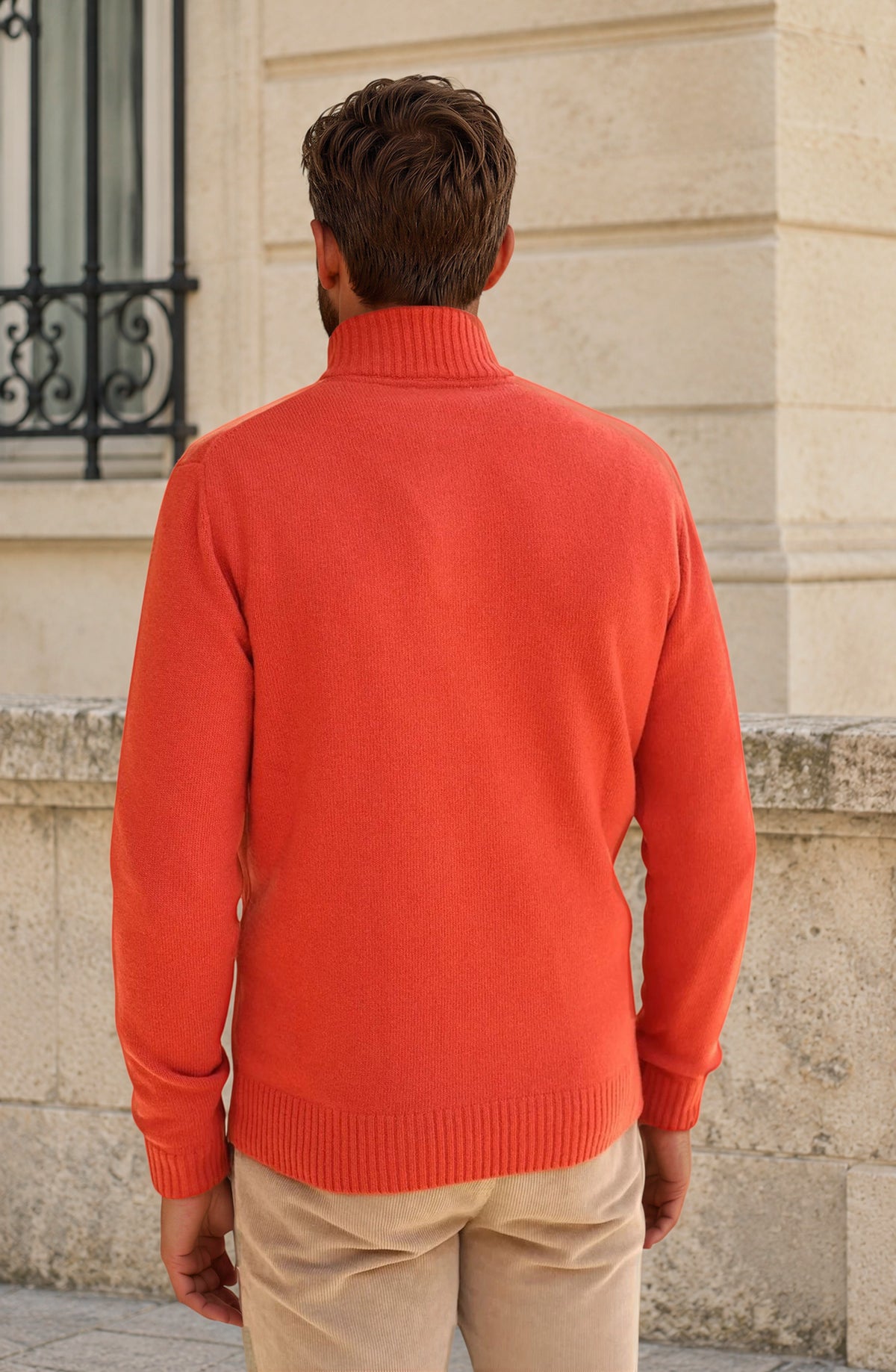 Pull Maxime en laine & cachemire - Corail-PULL HOMME-Curling-Paris