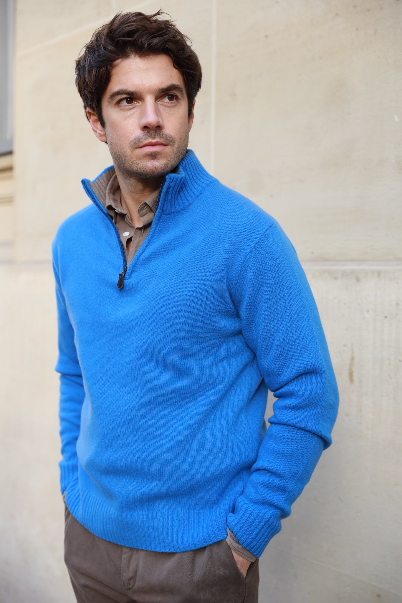 Pull Maxime en laine & cachemire - Denim-PULL HOMME-Curling-Paris