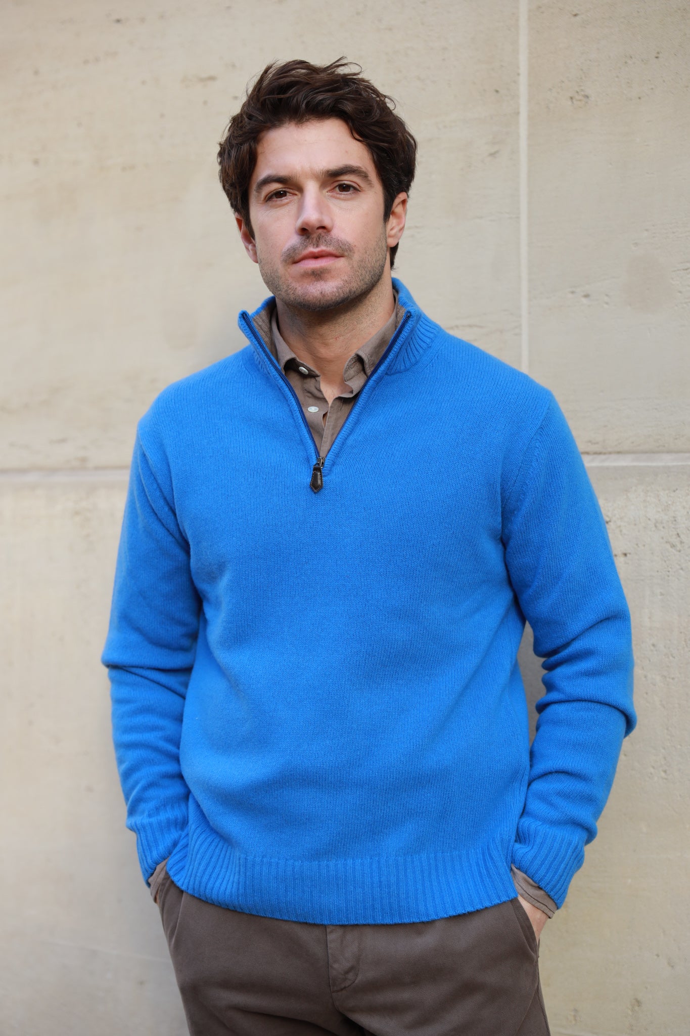 Pull Maxime en laine & cachemire - Denim-PULL HOMME-Curling-Paris