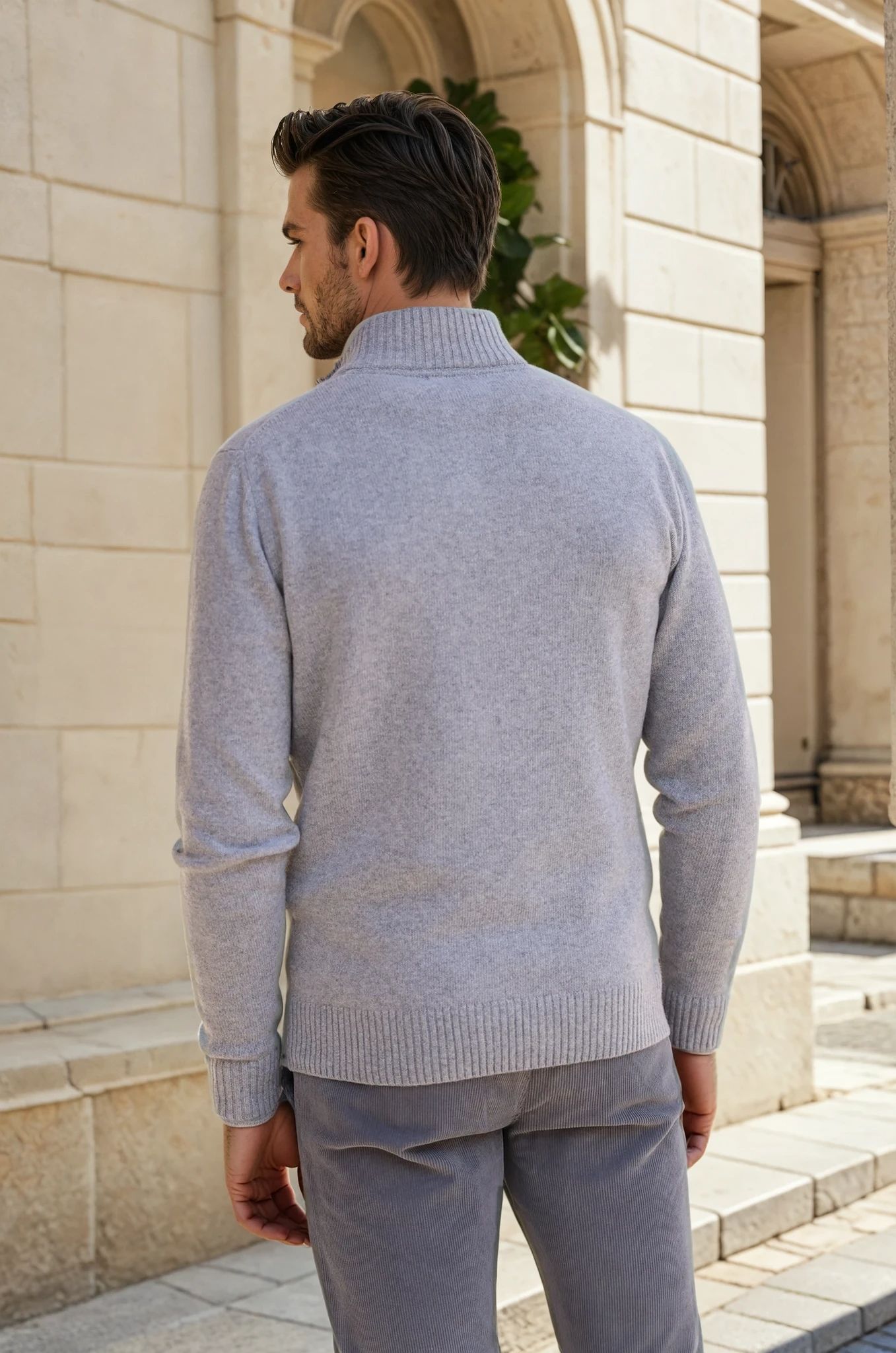 Pull Maxime en laine & cachemire - Gris Clair-PULL HOMME-Curling-Paris