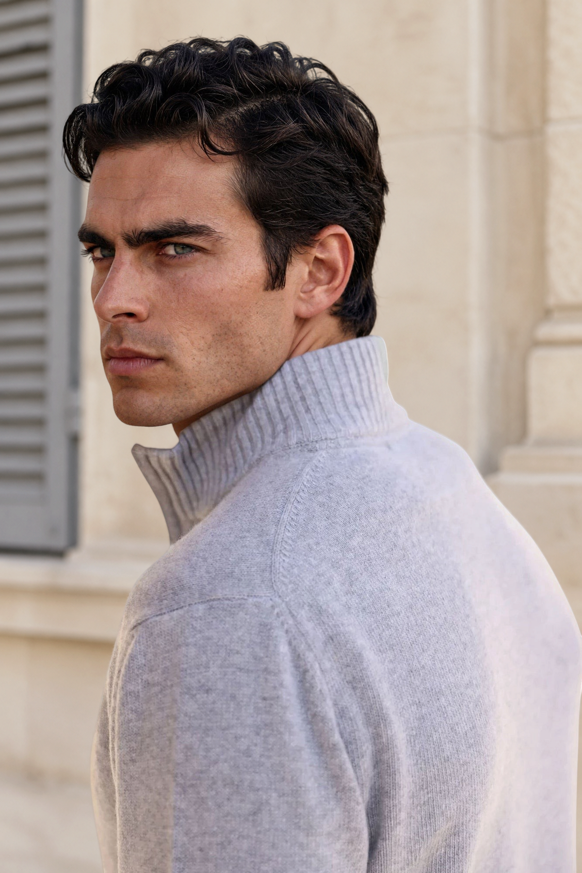 Pull Maxime en laine & cachemire - Gris Clair-PULL HOMME-Curling-Paris