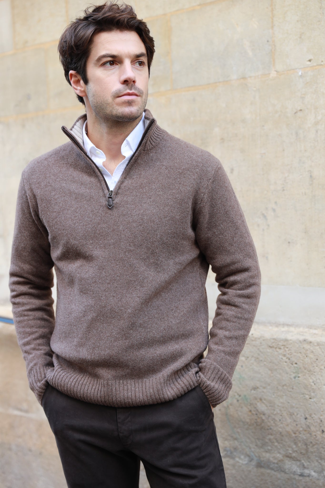 Pull Maxime en laine & cachemire - Marron-PULL HOMME-Curling-Paris