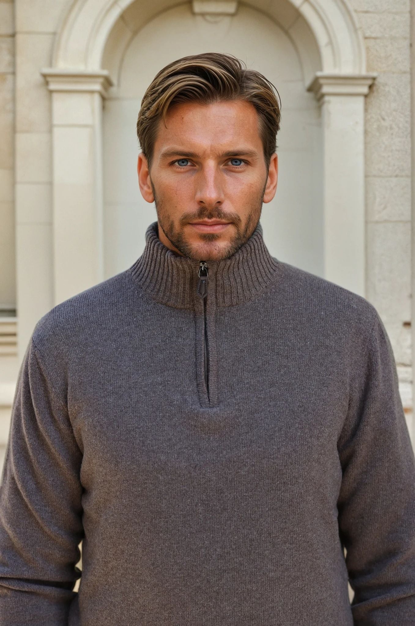 Pull Maxime en laine & cachemire - Taupe-PULL HOMME-Curling-Paris