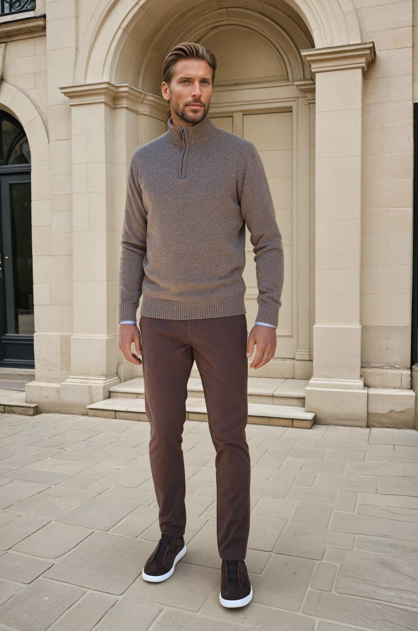 Pull Maxime en laine & cachemire - Taupe-PULL HOMME-Curling-Paris